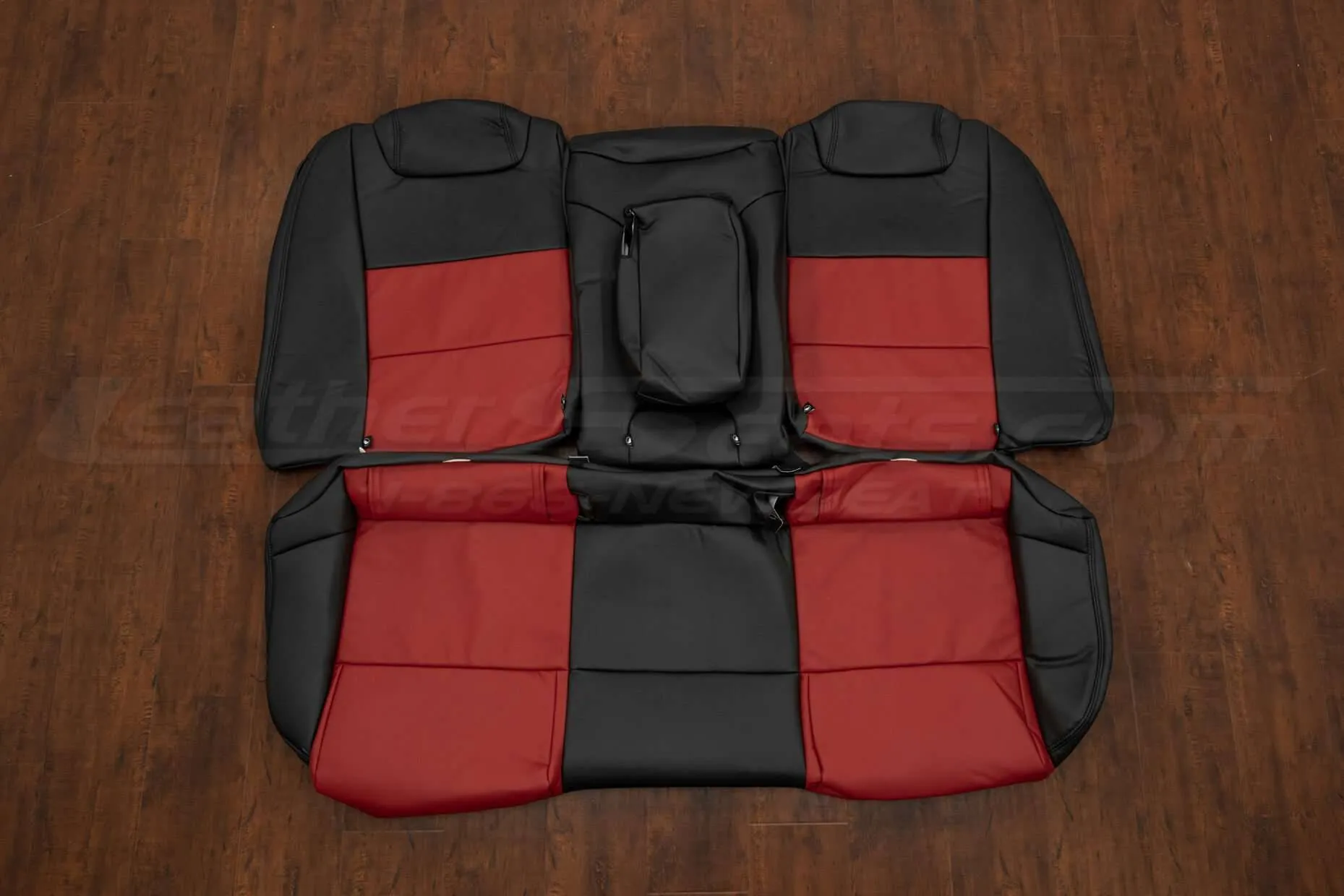 Pontiac G8 Leather Kit - Black & Red - Rear seat upholstery with armrest