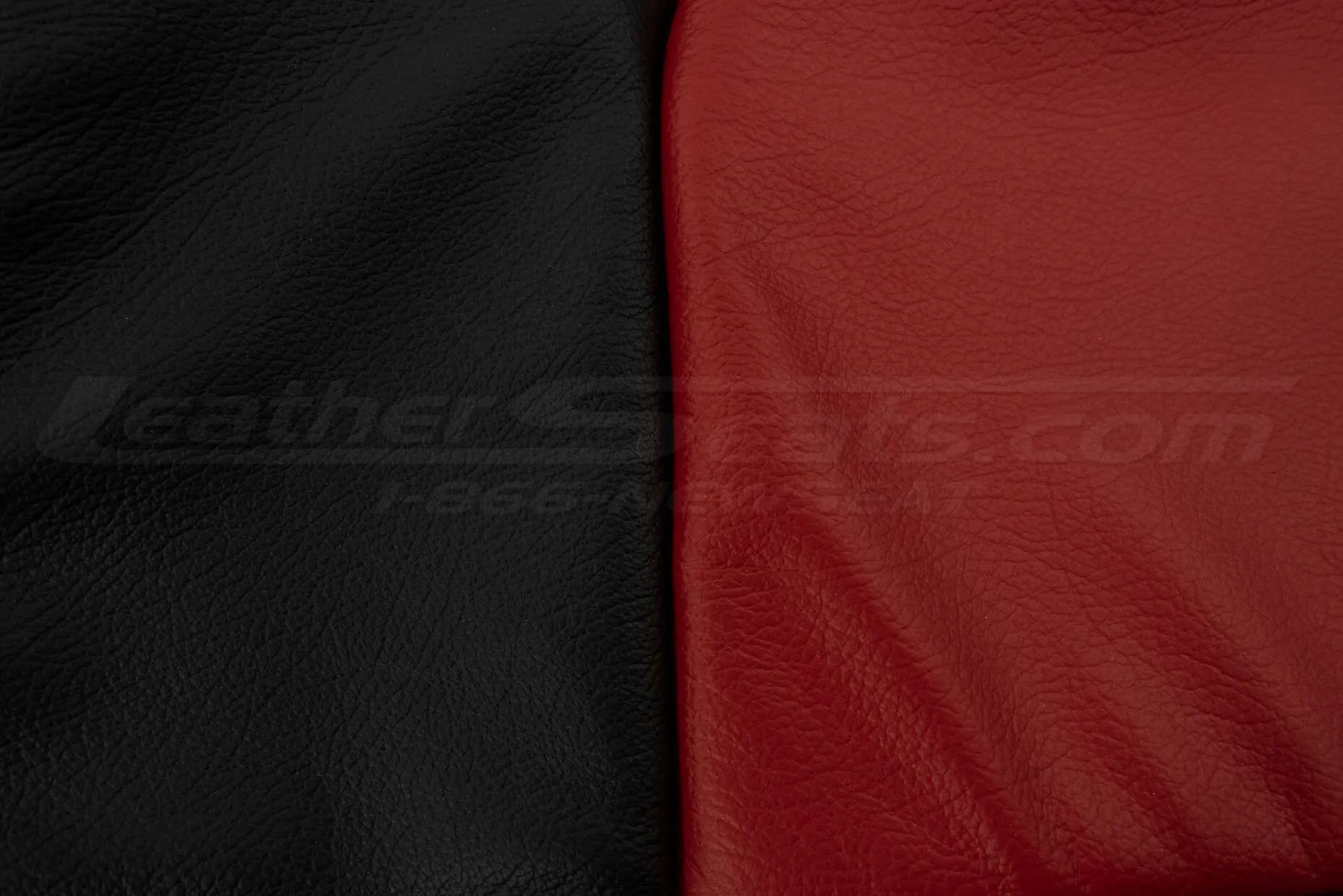 Pontiac G8 Leather Kit - Black & Red - Black and red leather texture and color comparison