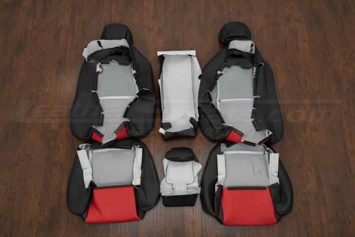04-06 Pontiac GTO Leather Kit - Black & Bright Red - Back view of rear seats and bolsters