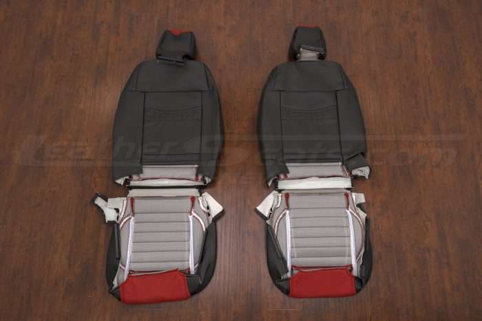 10-14 Ford Mustang Upholstery Kit - Black & Red - Back view of front seats