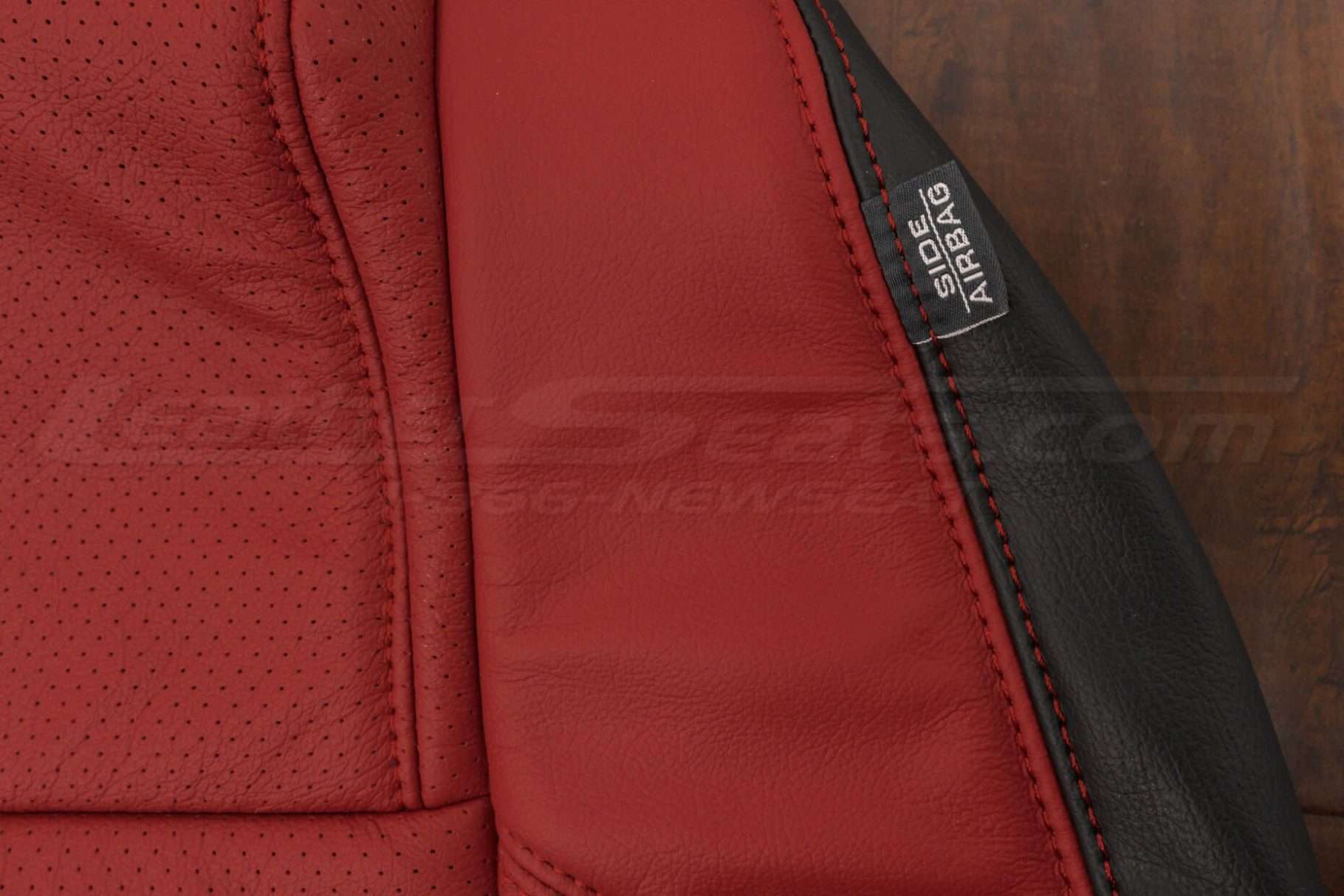 10-14 Ford Mustang Upholstery Kit - Black & Red - Double-stitching with airbag tag