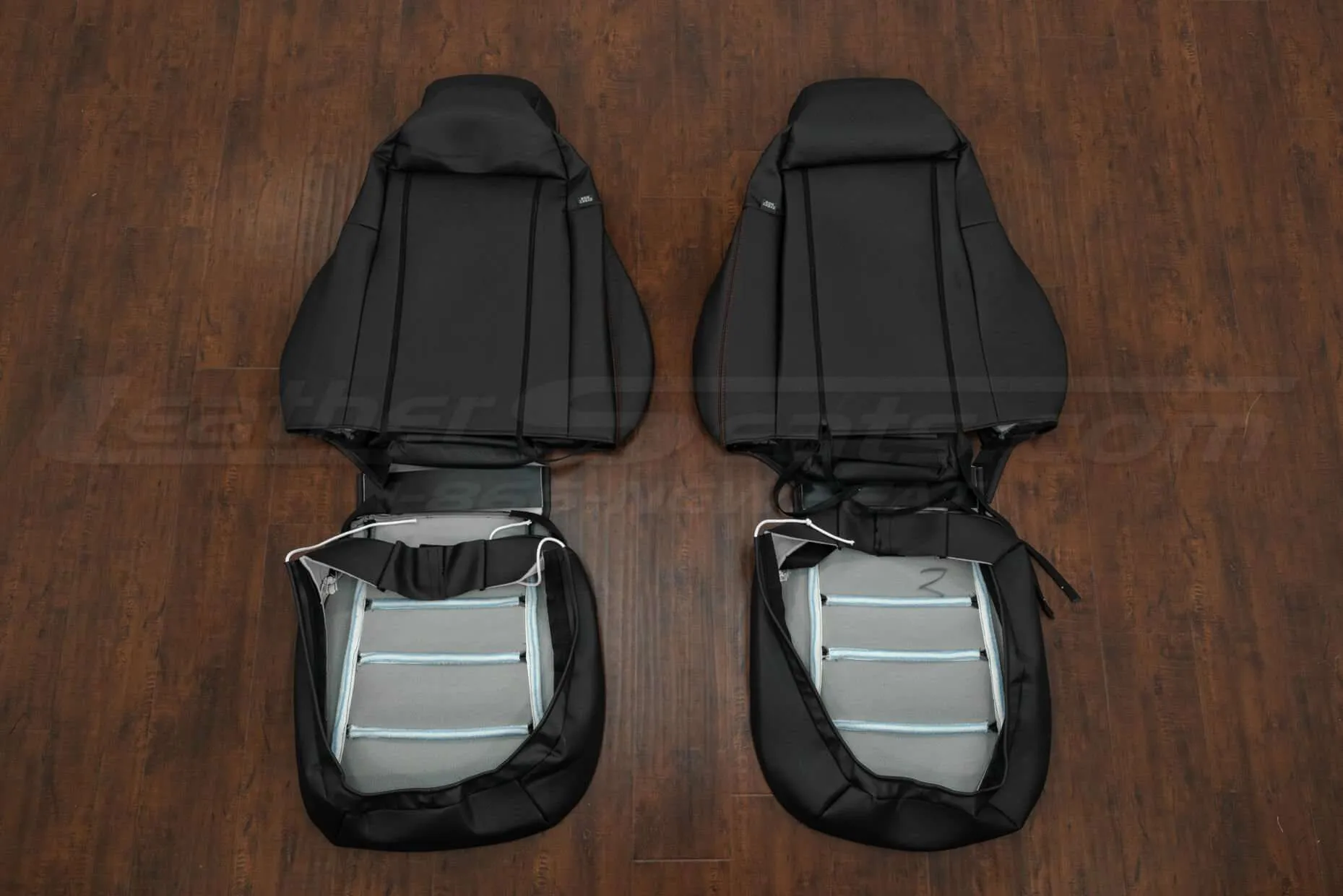 Chevrolet Corvette Leather Kit - Black - Back view of front seats