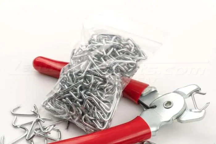 Bag of hog-rings and hog-ring pliers