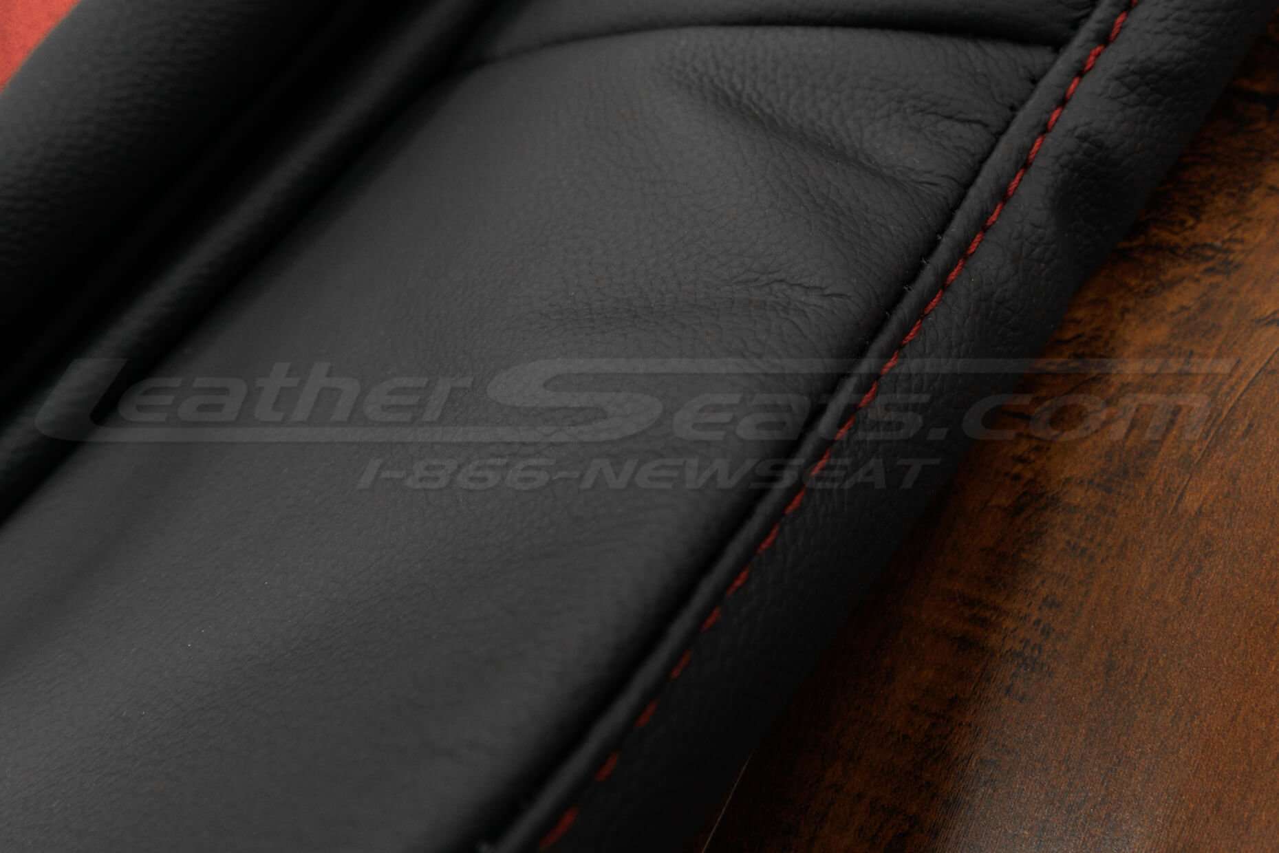 Honda S2000 Roadster Upholstery Kit - Black & Red - Side red stitching alternative view