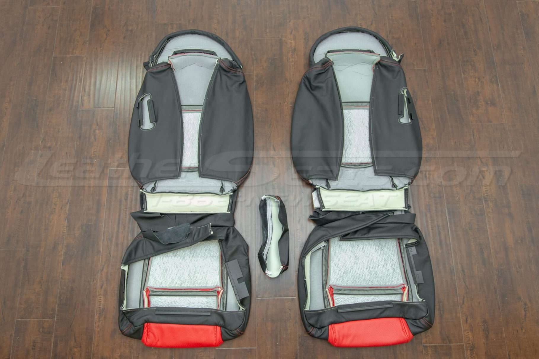 Back view of front seats and console