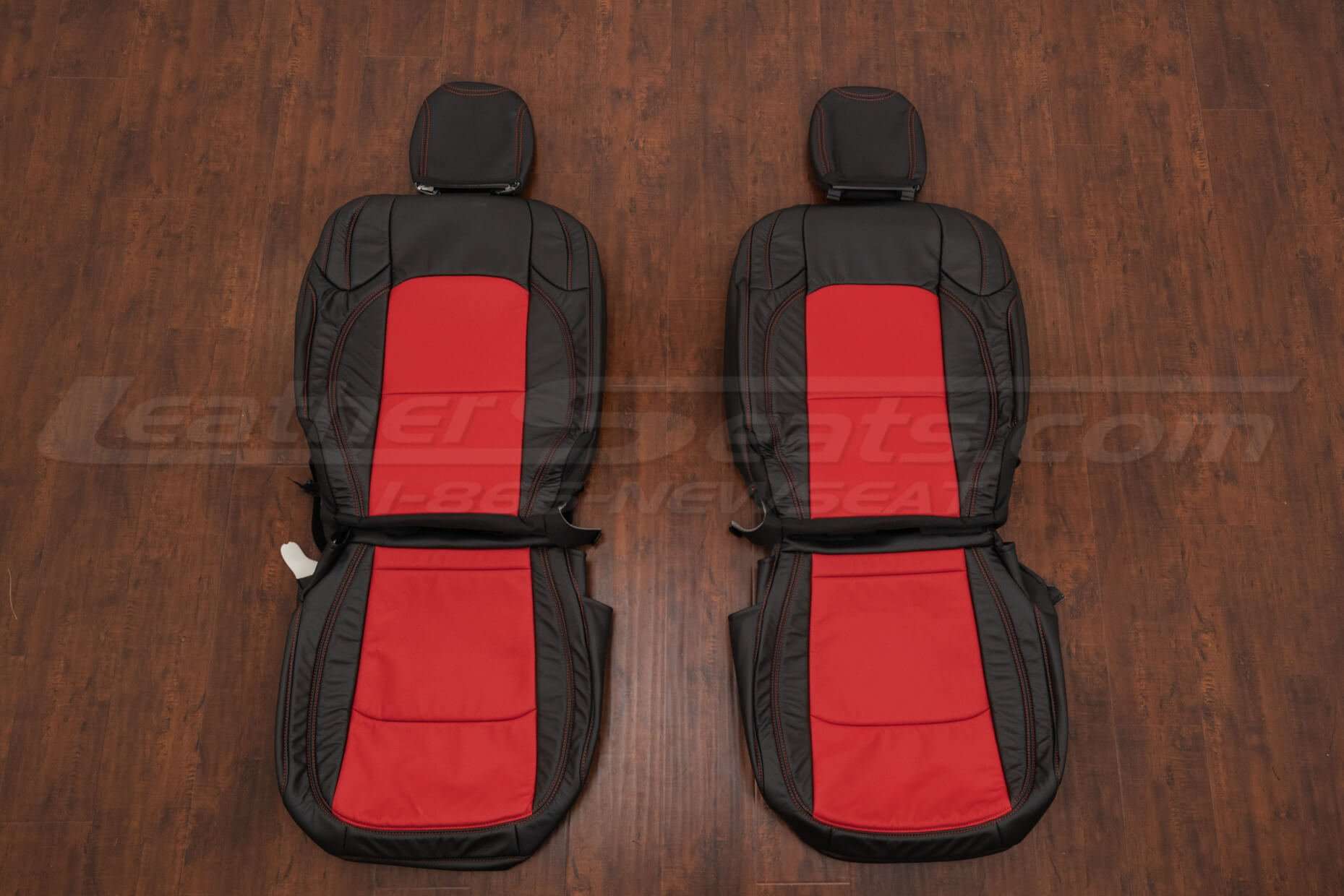 Jeep Wrangler Leather Kit - Black & Bright red - Front seat upholstery