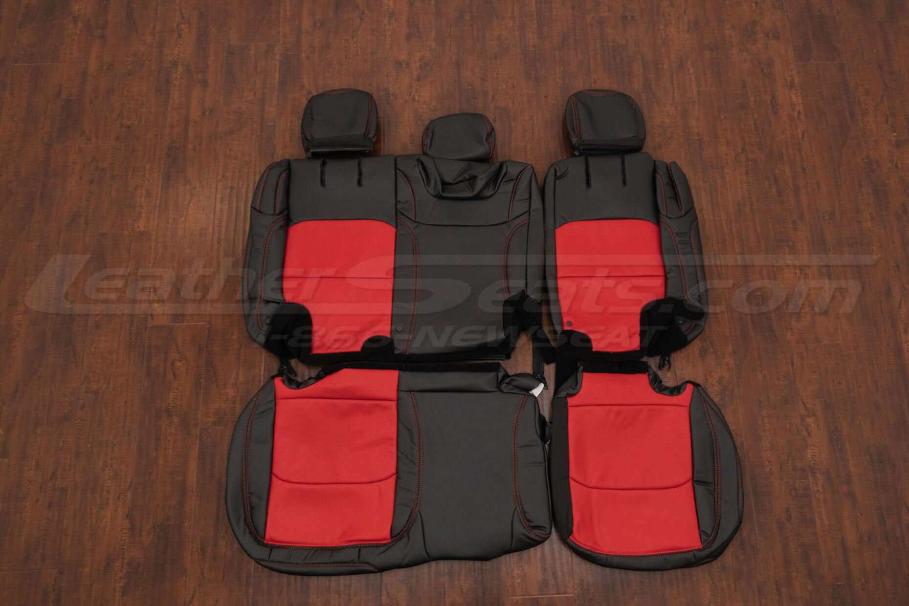 Jeep Wrangler Leather Kit - Black & Bright Red - Rear seat upholstery