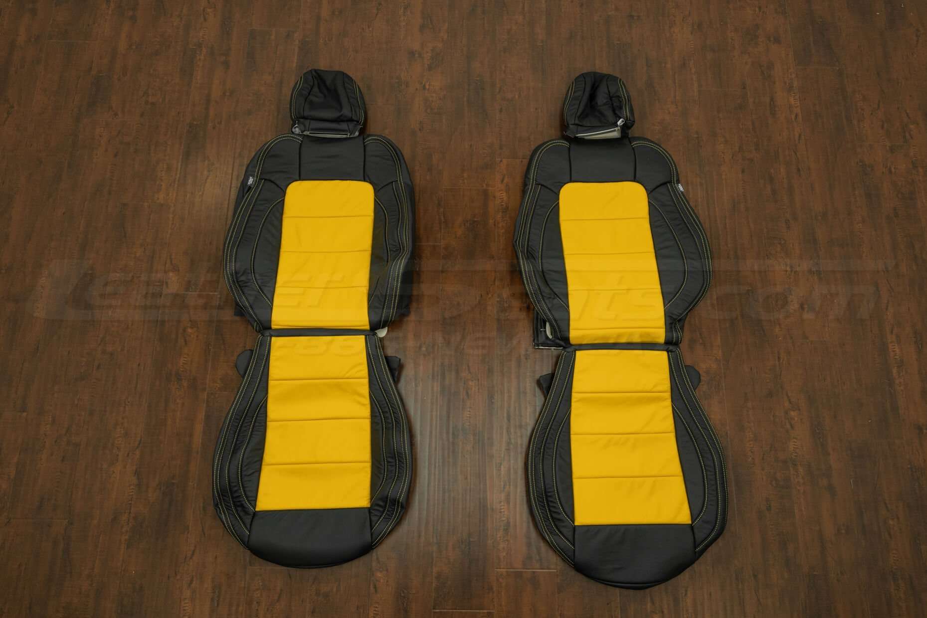 Ford Mustang Leather Kit- Black & Velocity Yellow - Front seat upholstery