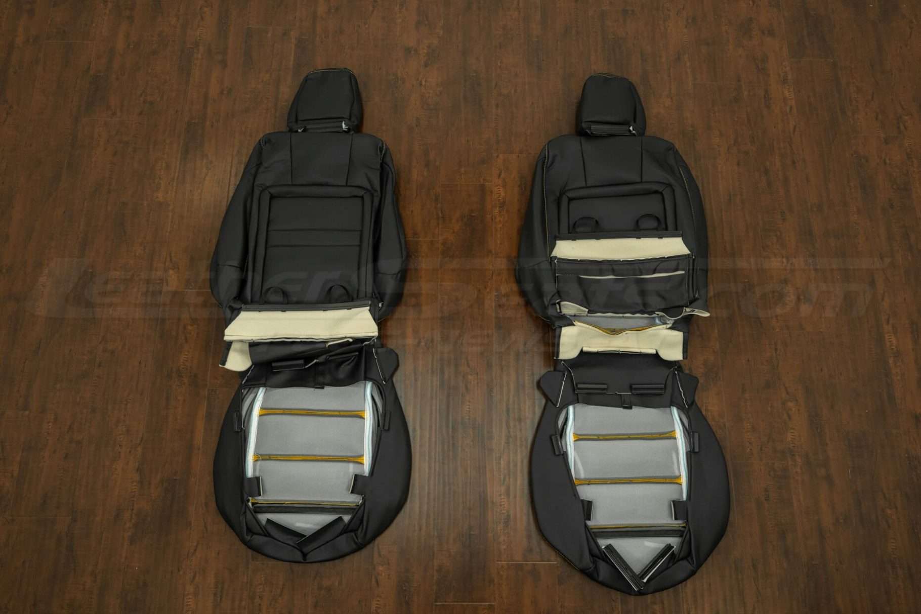 Back view of front seat upholstery