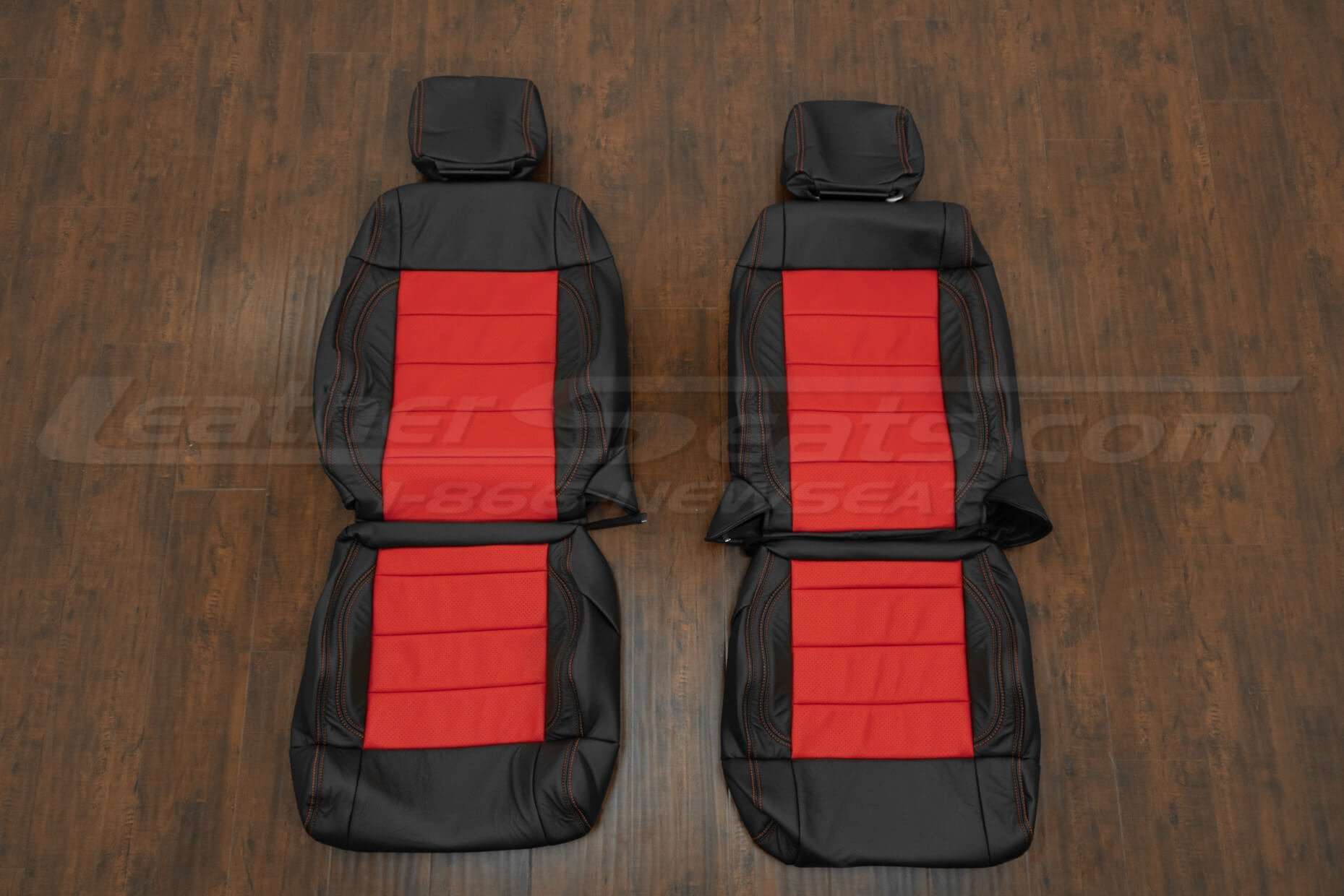07-10 Jeep Wrangler Upholstery Kit - Black / Bright Red - Front seat upholstery