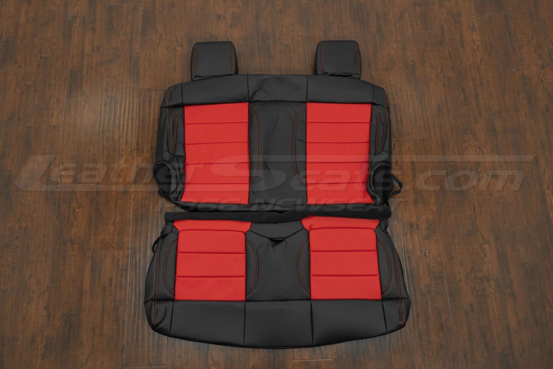 07-10 Jeep Wrangler Upholstery Kit - Black / Bright Red - Rear seat upholstery