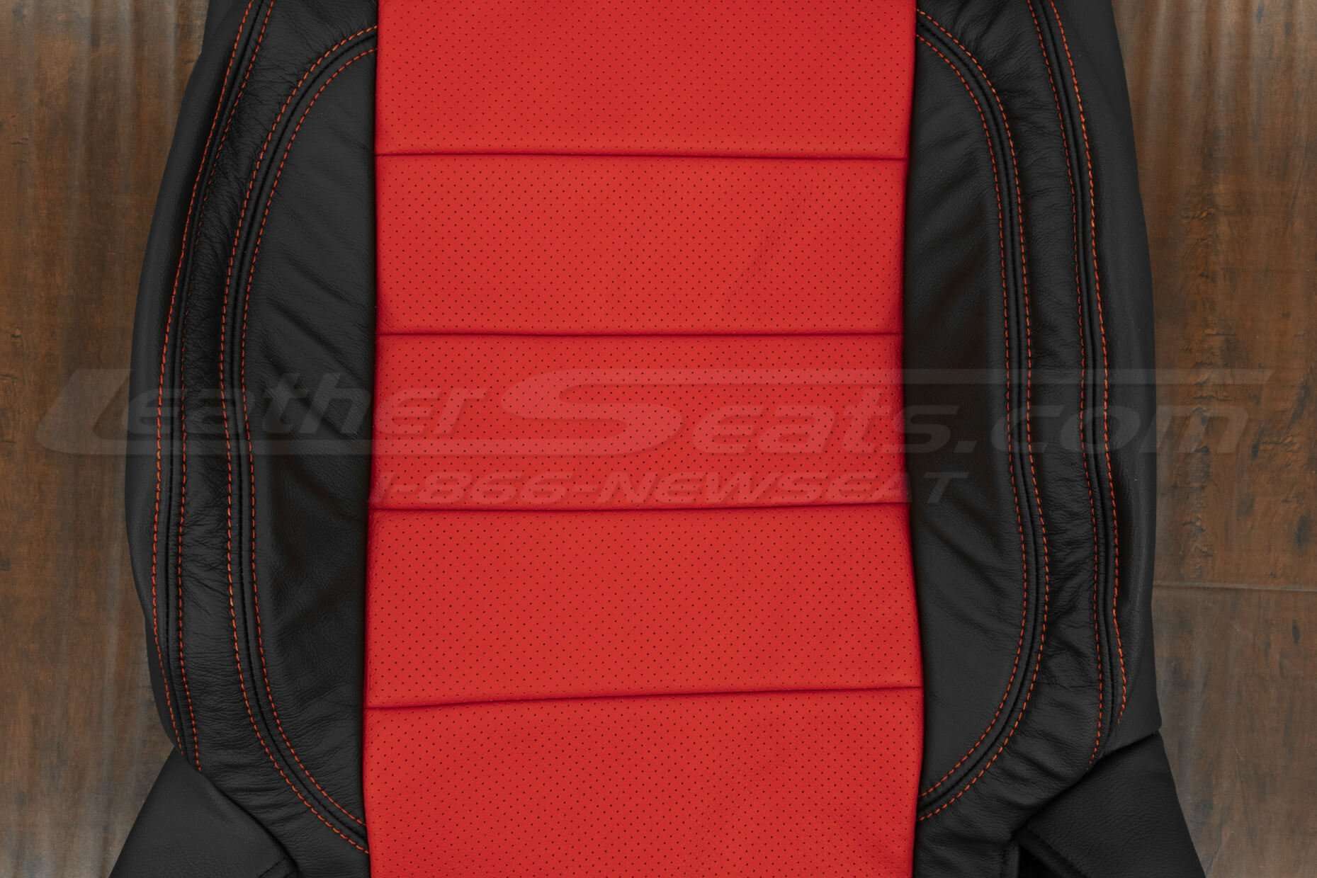 07-10 Jeep Wrangler Upholstery Kit - Black / Bright Red - Backrest perforated insert