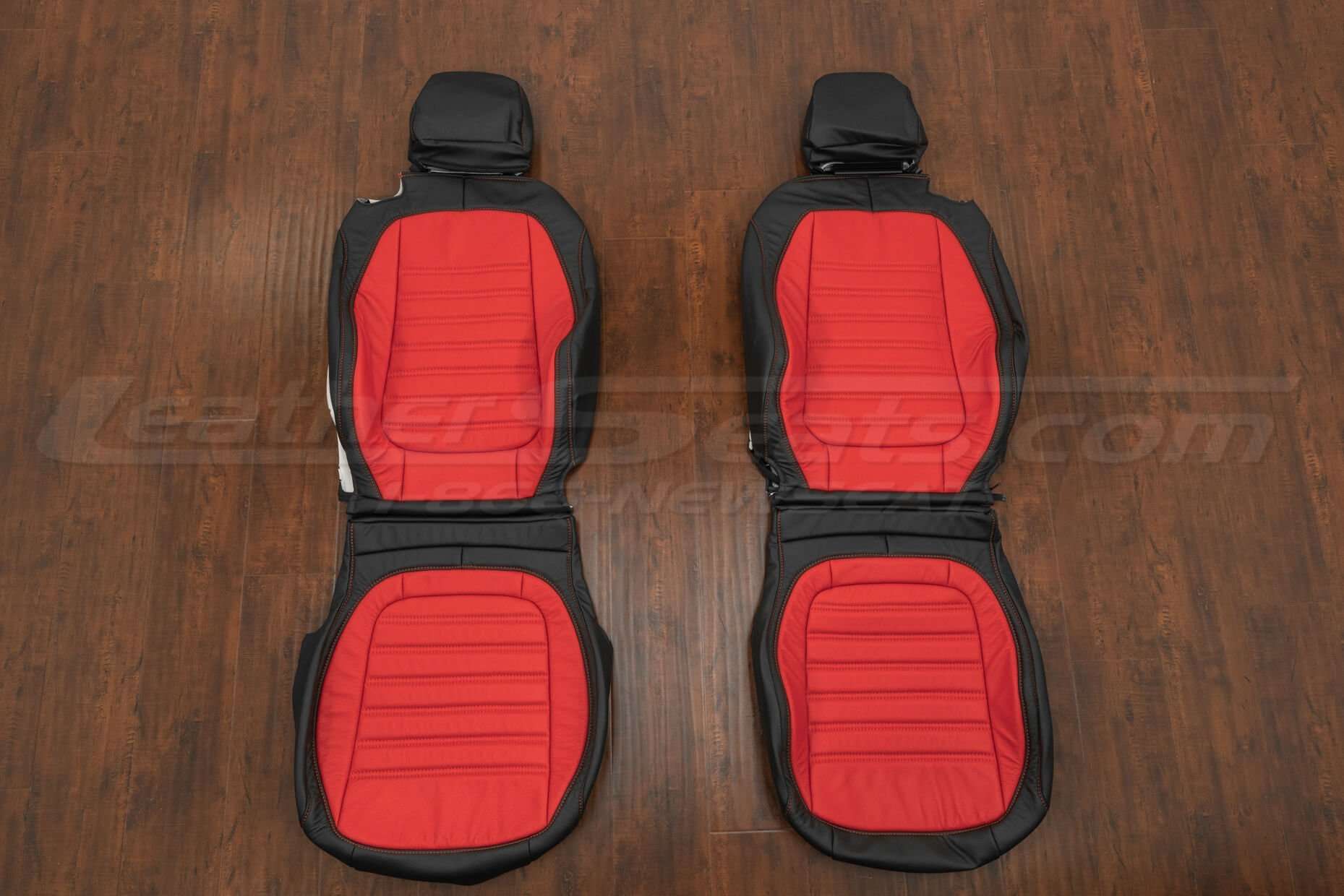 Volkswagen Beetle Leather Kit - Black & Bright Red -Front seat upholstery