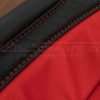 Bright red double-stitching