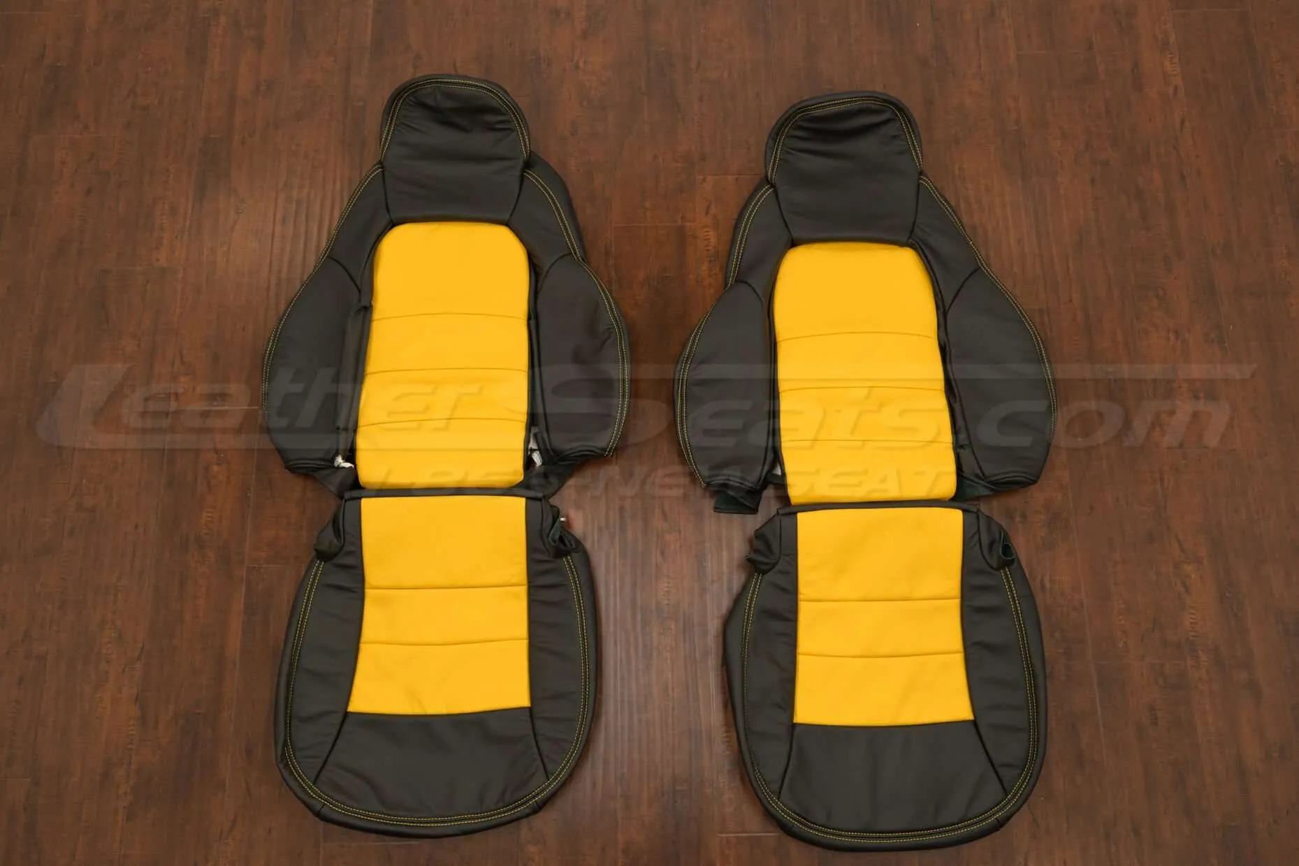 Chevrolet C6 Corvette Leather Kit - Black & Velocity Yellow - Front seats