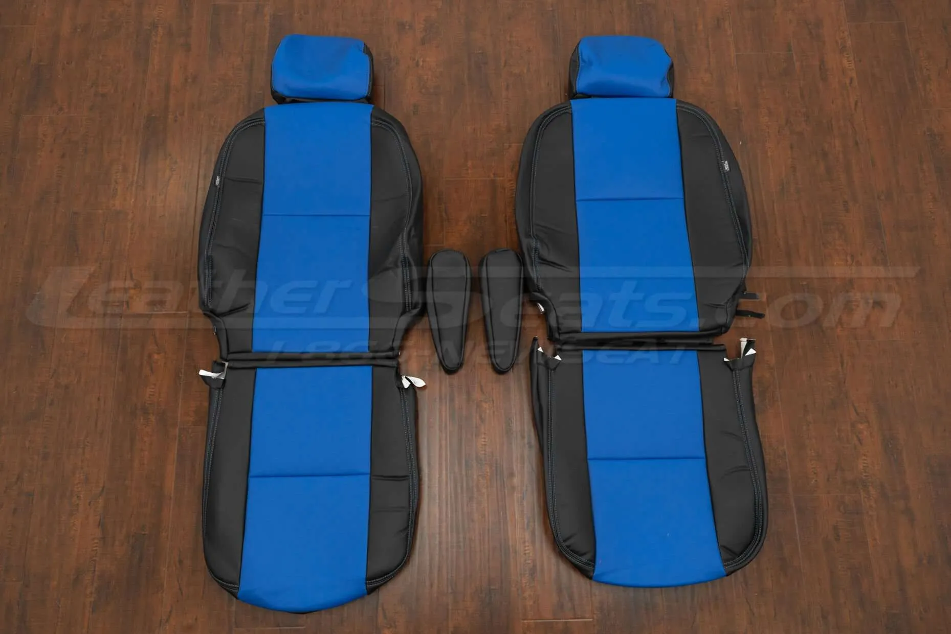 Toyota FJ Cruiser Leather Kit - Black & Cobalt - Front Seat Upholstery w/ armrests
