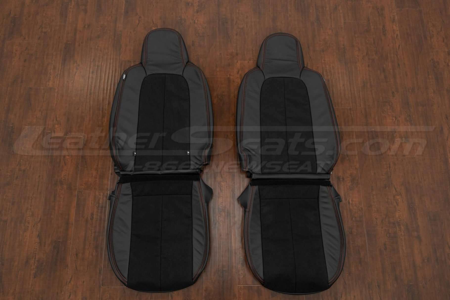 Mazda Miata Roadster Leather Kit - Black & Black Suede - Front Seat upholstery