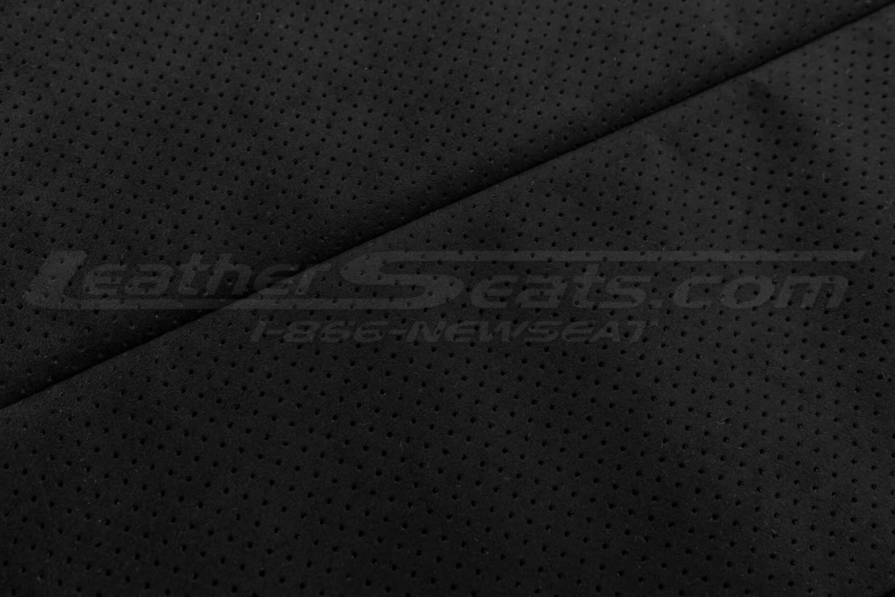 Perforated black suede close-up