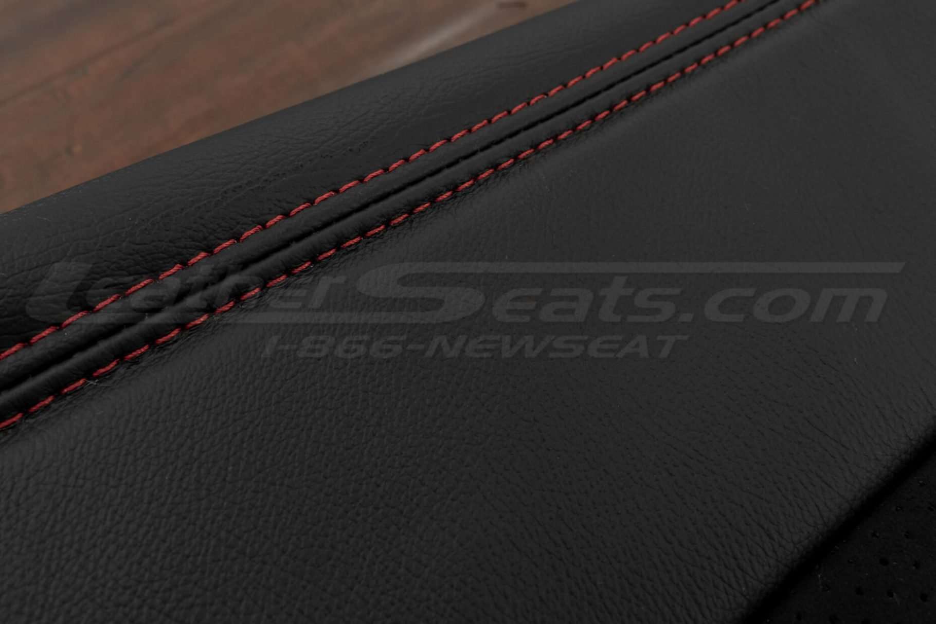 Bright Red double-stitching close-up