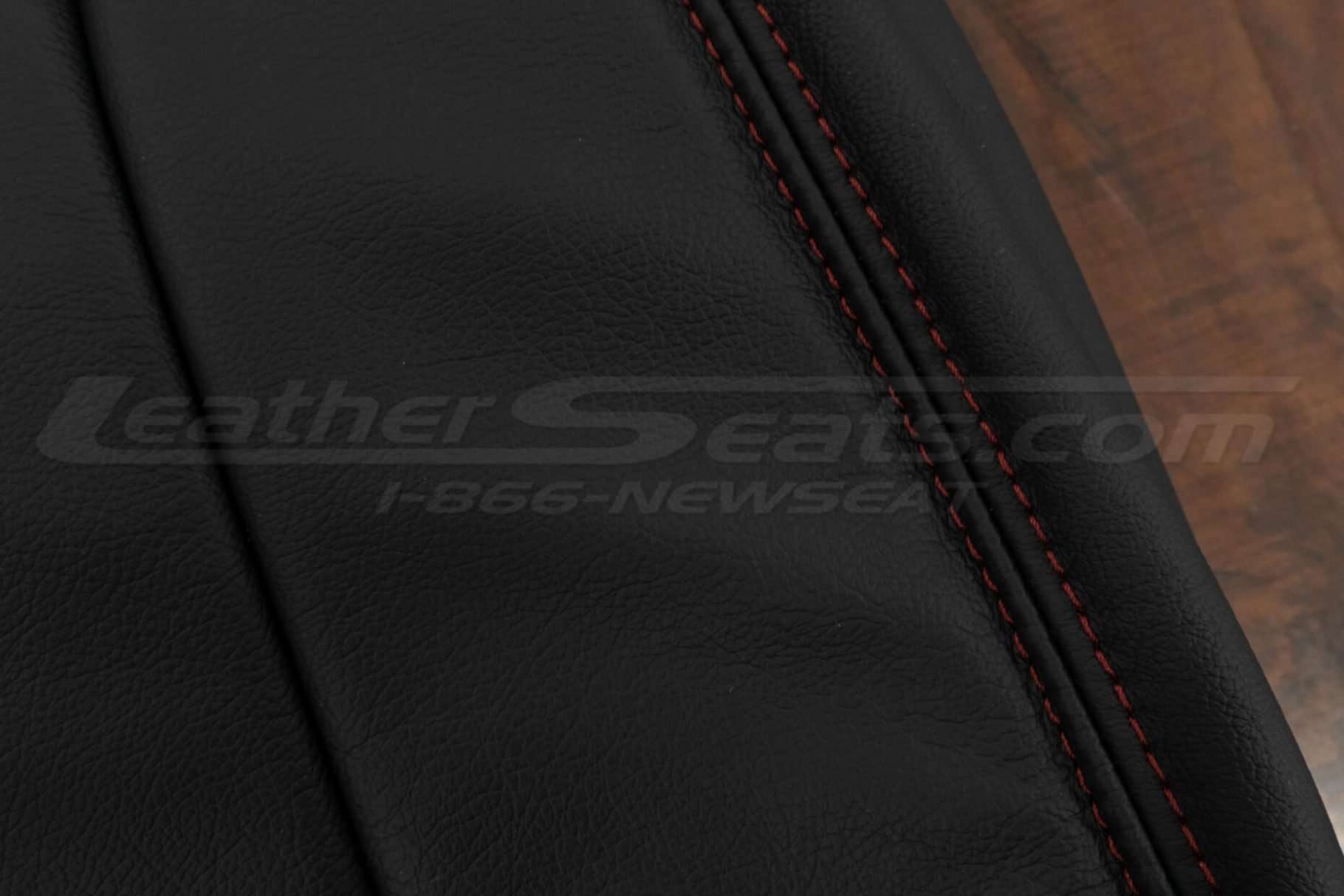 Red double-stitching close-up