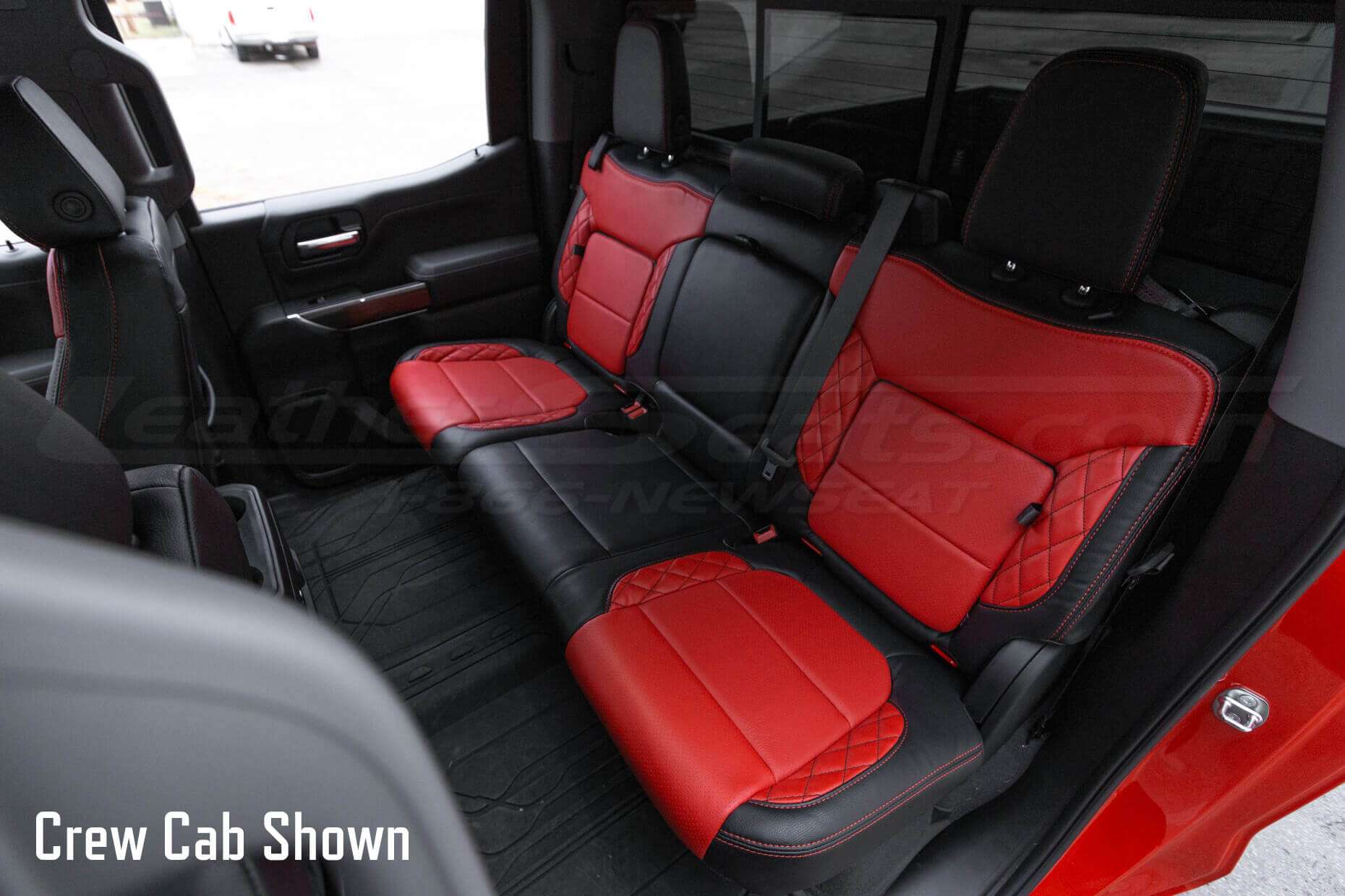 2019-2021 Chevrolet Silverado CNC Stitched Leather Seats Rear seating with custom stitched wings