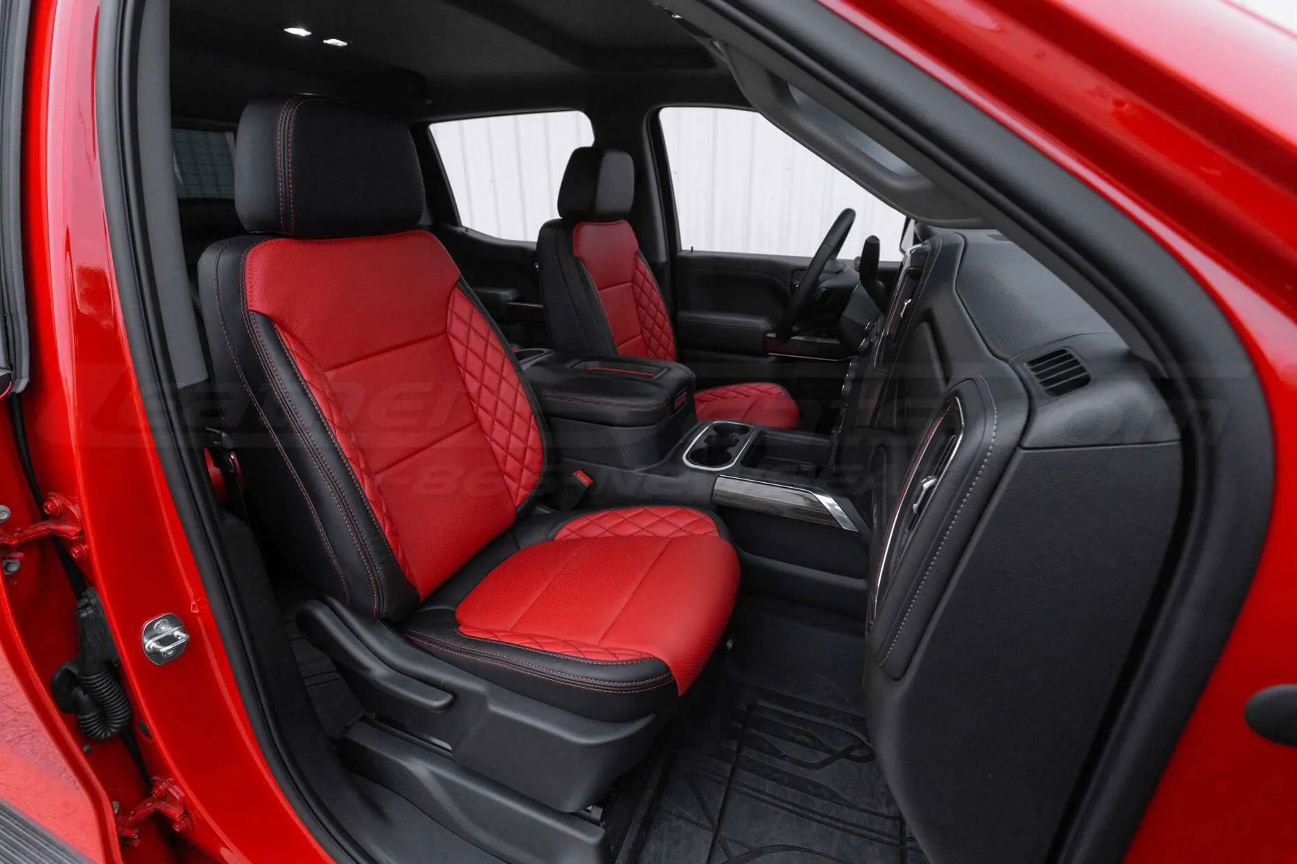 2019-2021 Chevrolet Silverado CNC Stitched Leather Seats - Front interior from passenger side