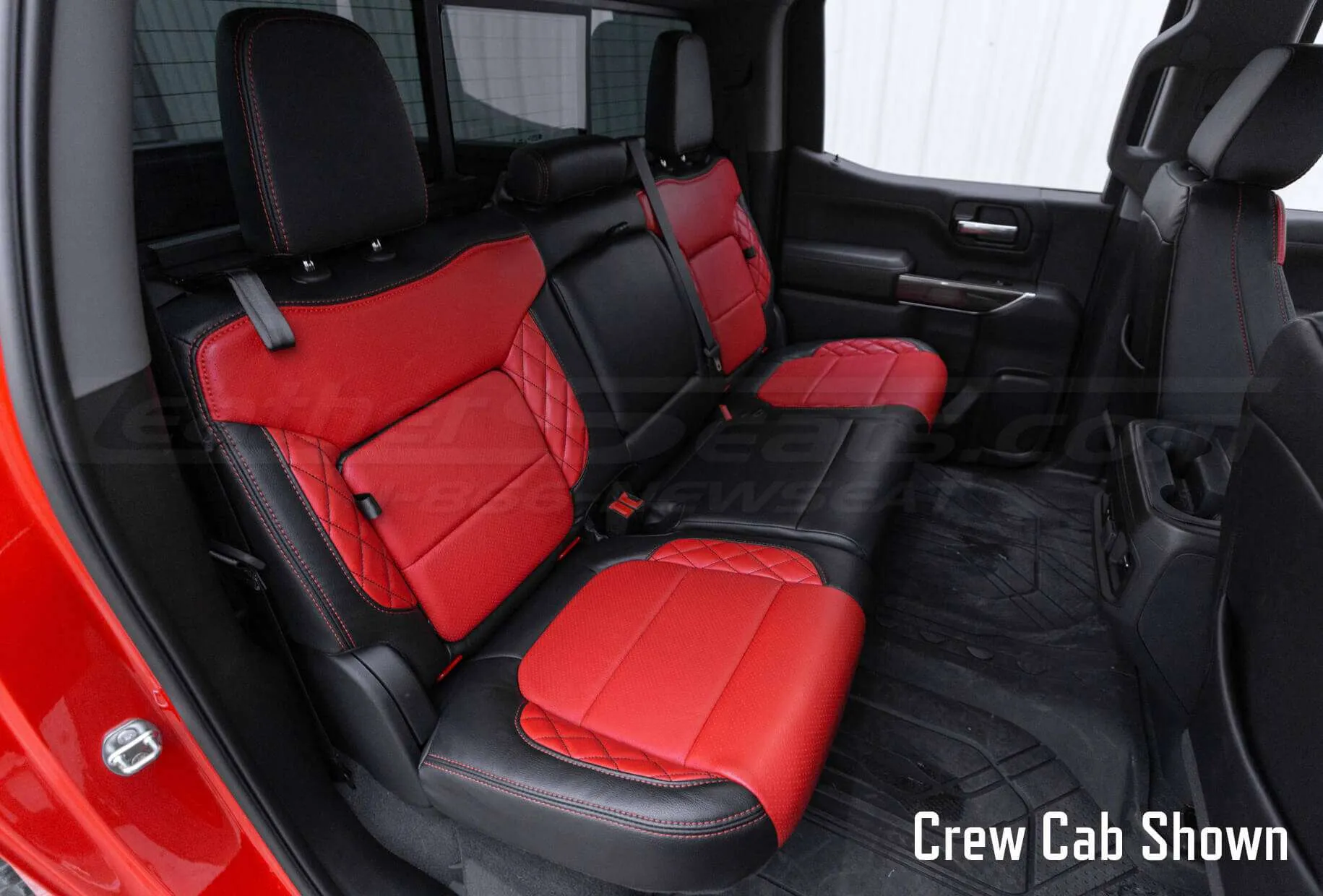 2019-2021 Chevrolet Silverado CNC Stitched Leather Seats - Rear seating from passenger side