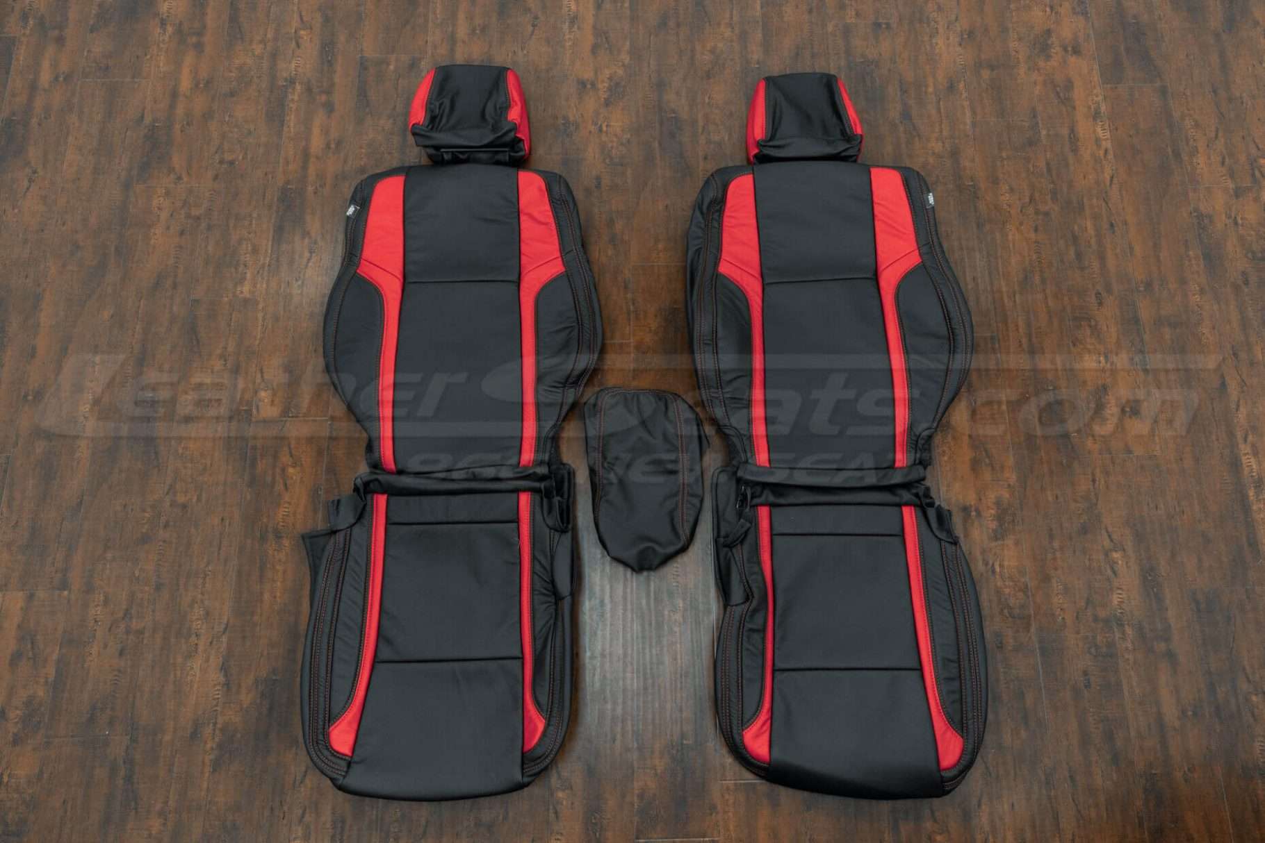 Dodge Charger SXT Leather Kit - Black & Bright Red - Front Seat Upholstery w/ Console