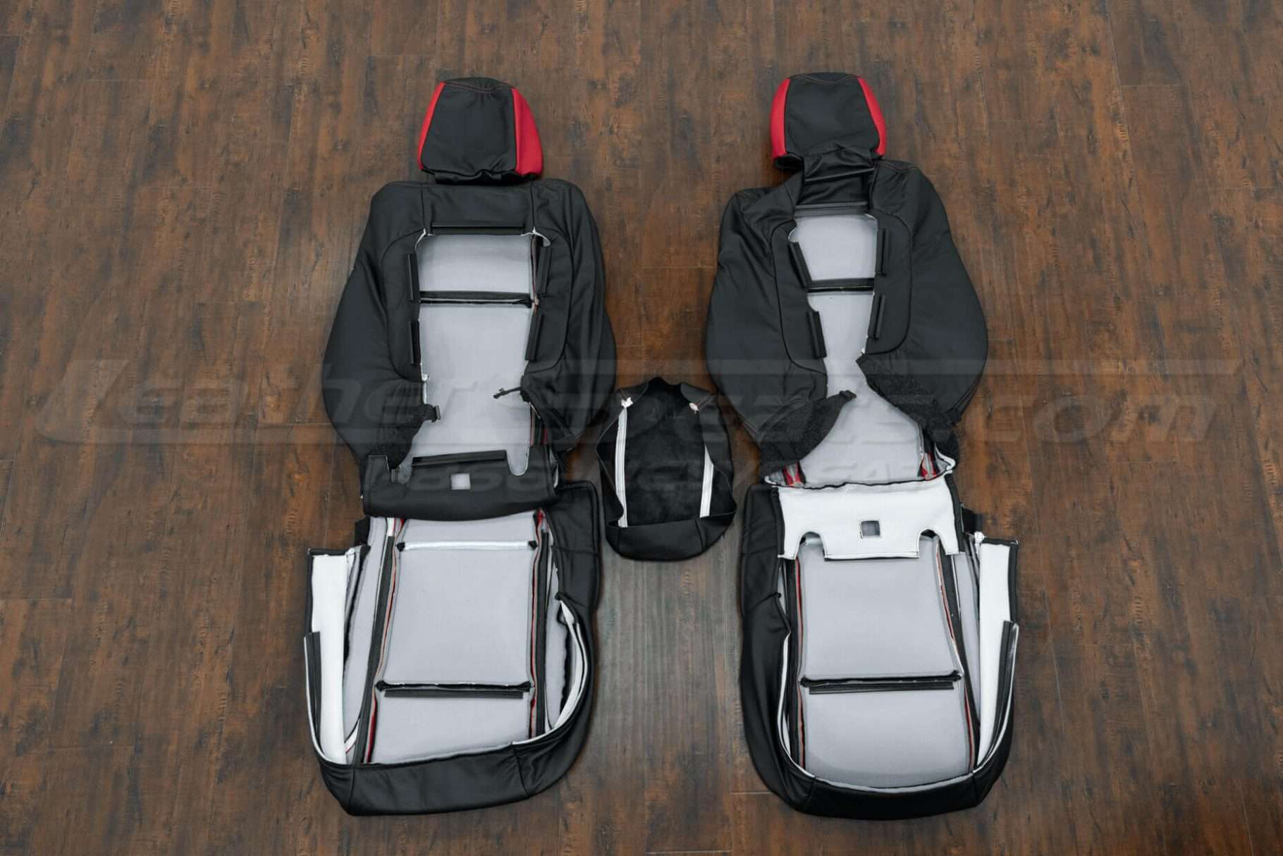 Back view of front seats and console