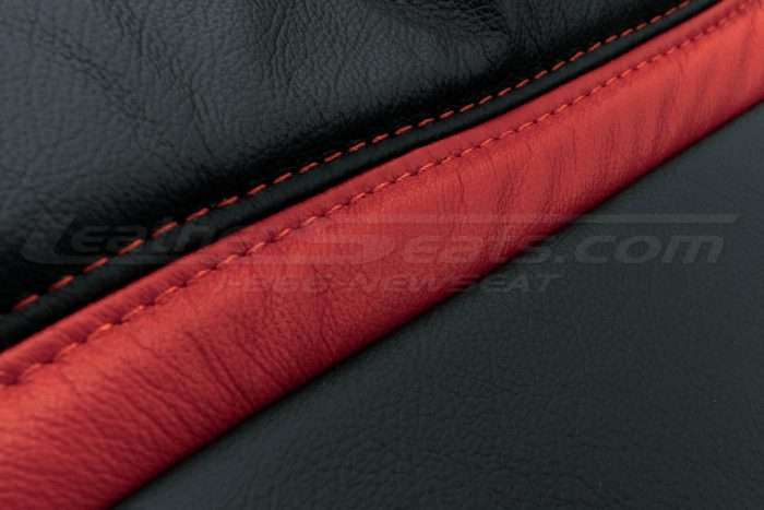 Contrasting stitching in Bright Red