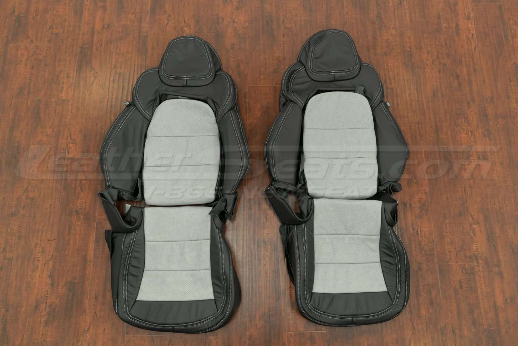 2012 Chevrolet C6 Corvette Leather Kid - Black & Frost - Front seat upholstery