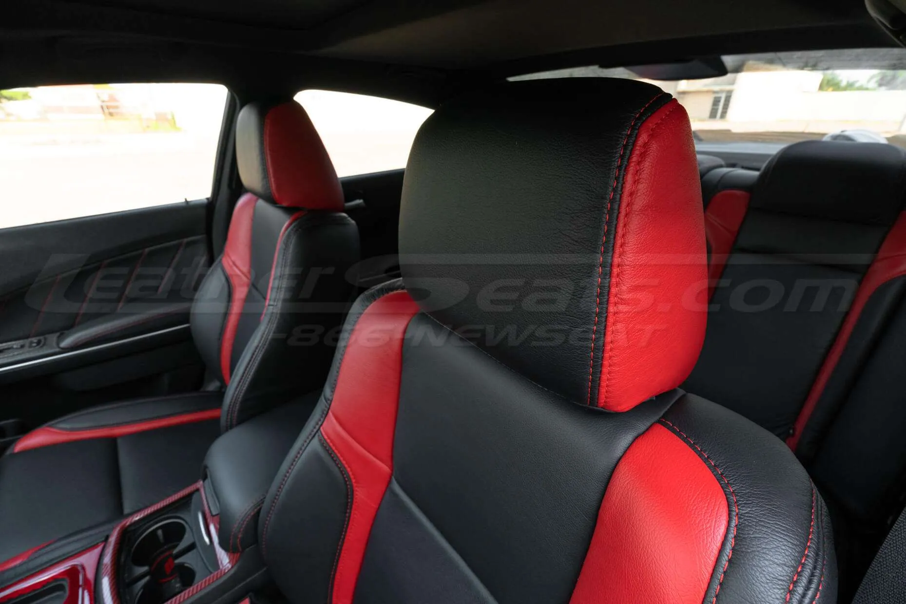 Black & Bright Red Dodge Charger Headrest