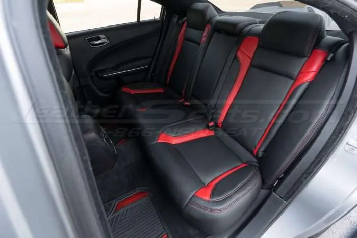 Dodge Charger Leather Seats - Rear seats with Bright Red Wings