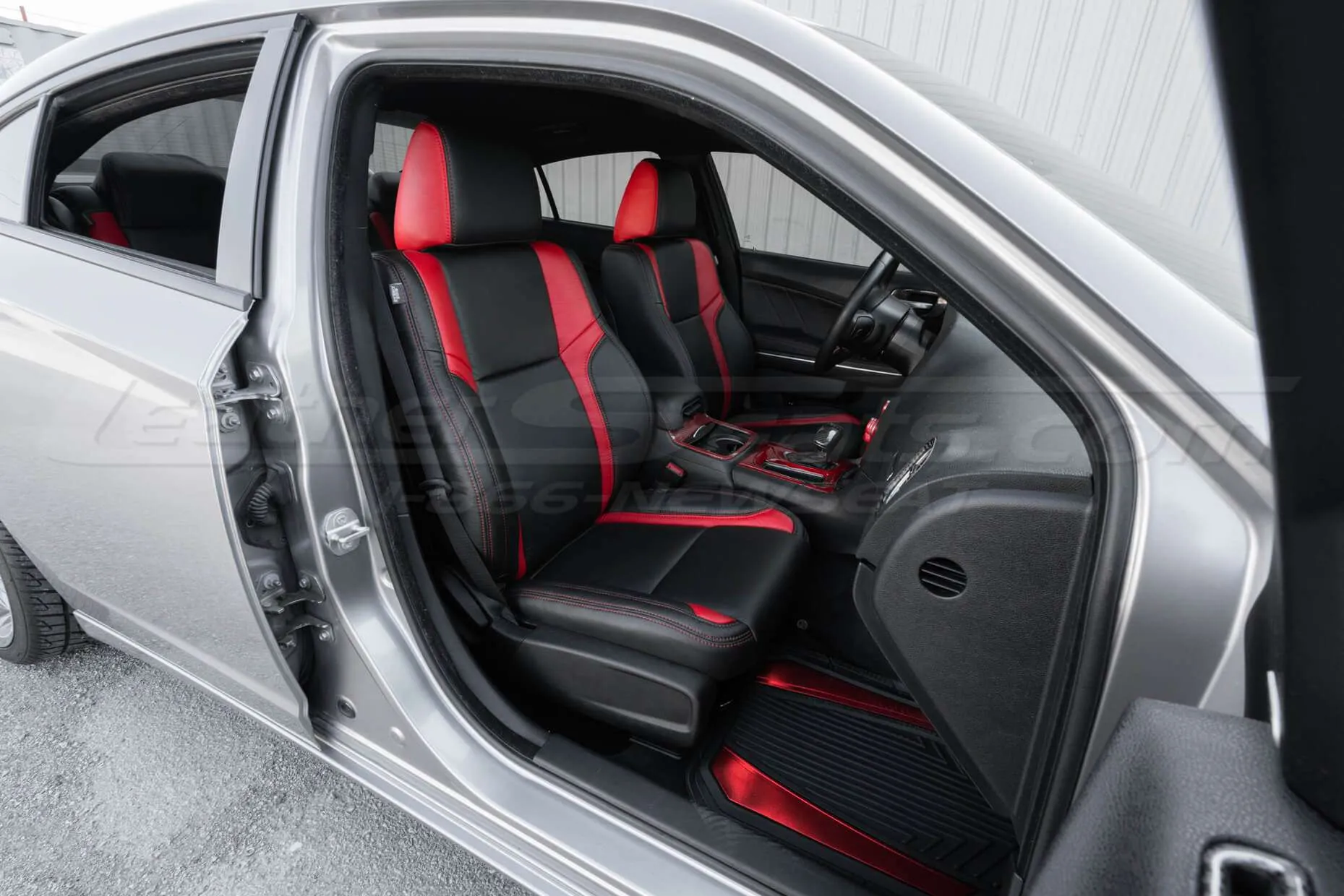 Black and Bright Red Leather Seats - Front passenger side