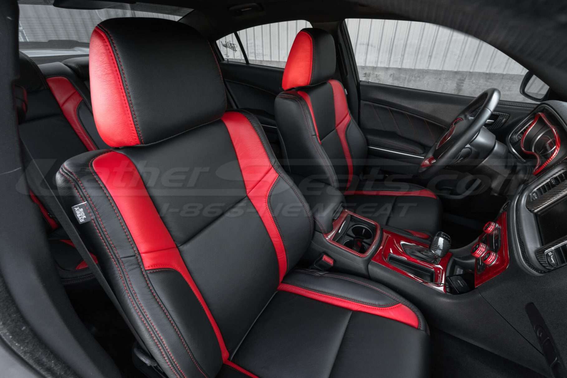 Dodge Charger Black with Bright Red Wings - Front Passenger