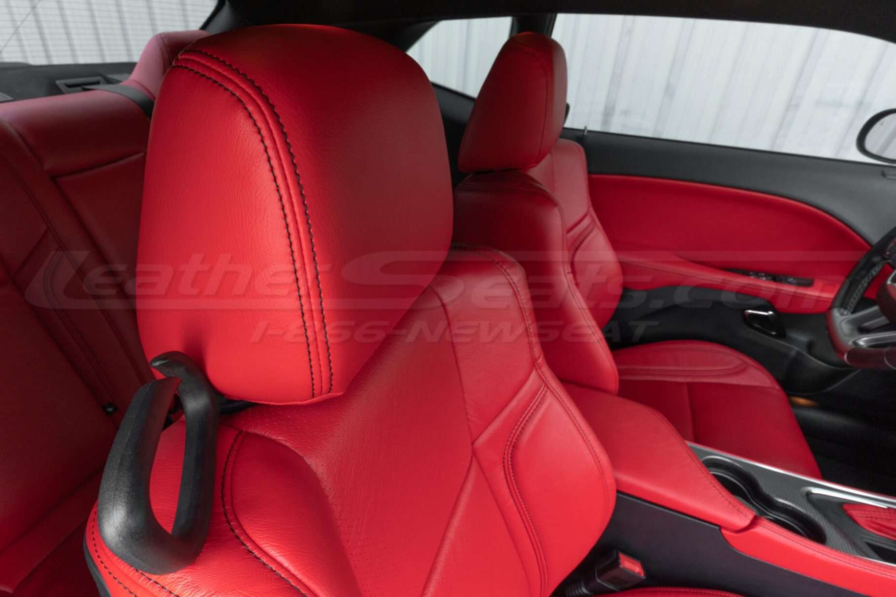 Dodge Challenger Bright Red Headrest with. Black Stitching