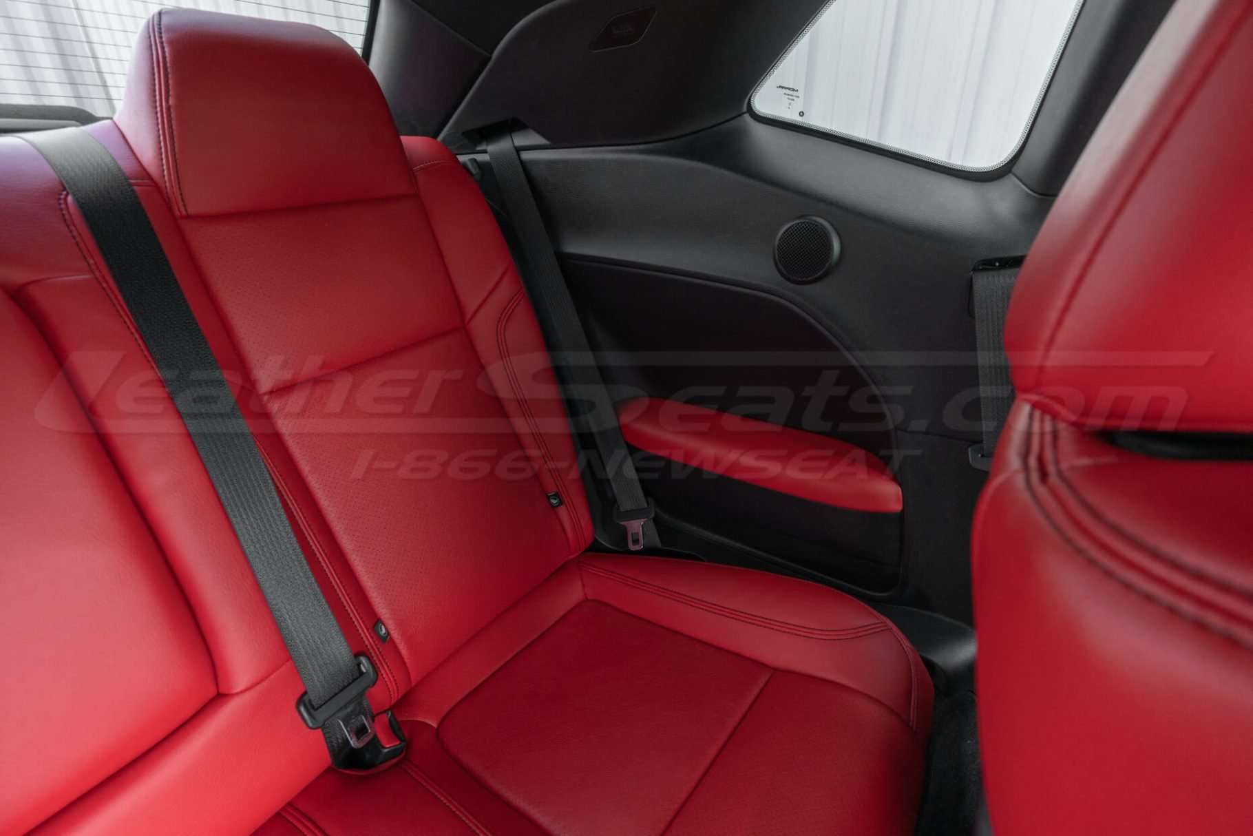 Bright Red leather seas with custom door insert