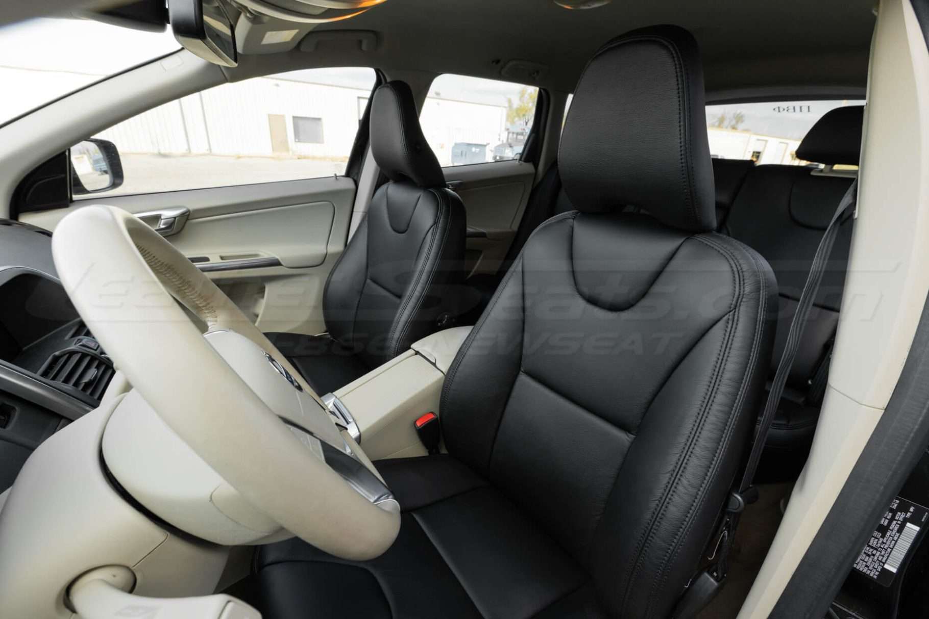 Blac leather seats mid-range close-up