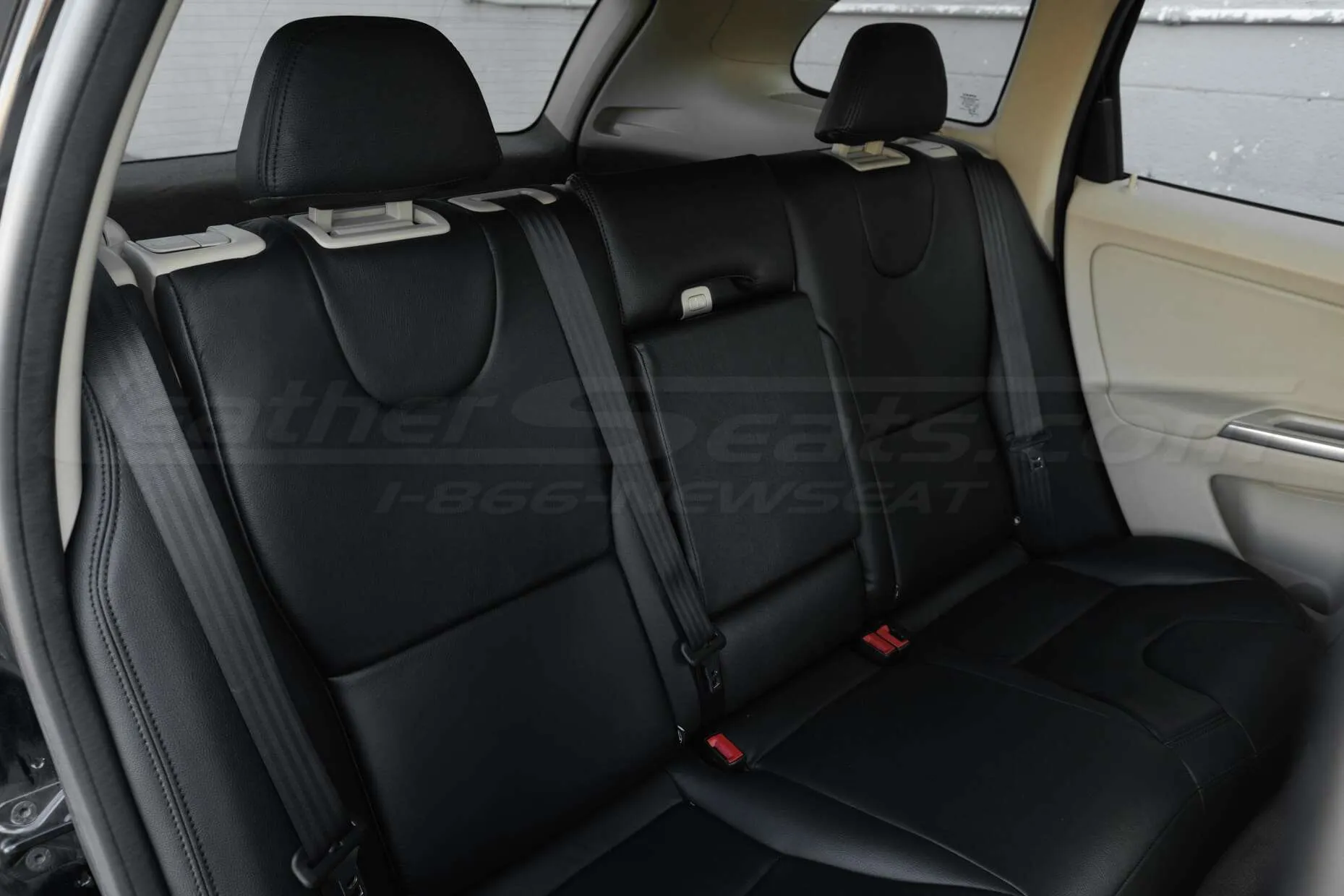 Alternative view of rear leather seats from passenger side