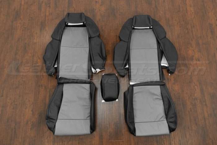 1990-1997 Nissan 300ZX Coupe Leather Seat Kit - Black & Stone - Front seat upholstery with console id cover