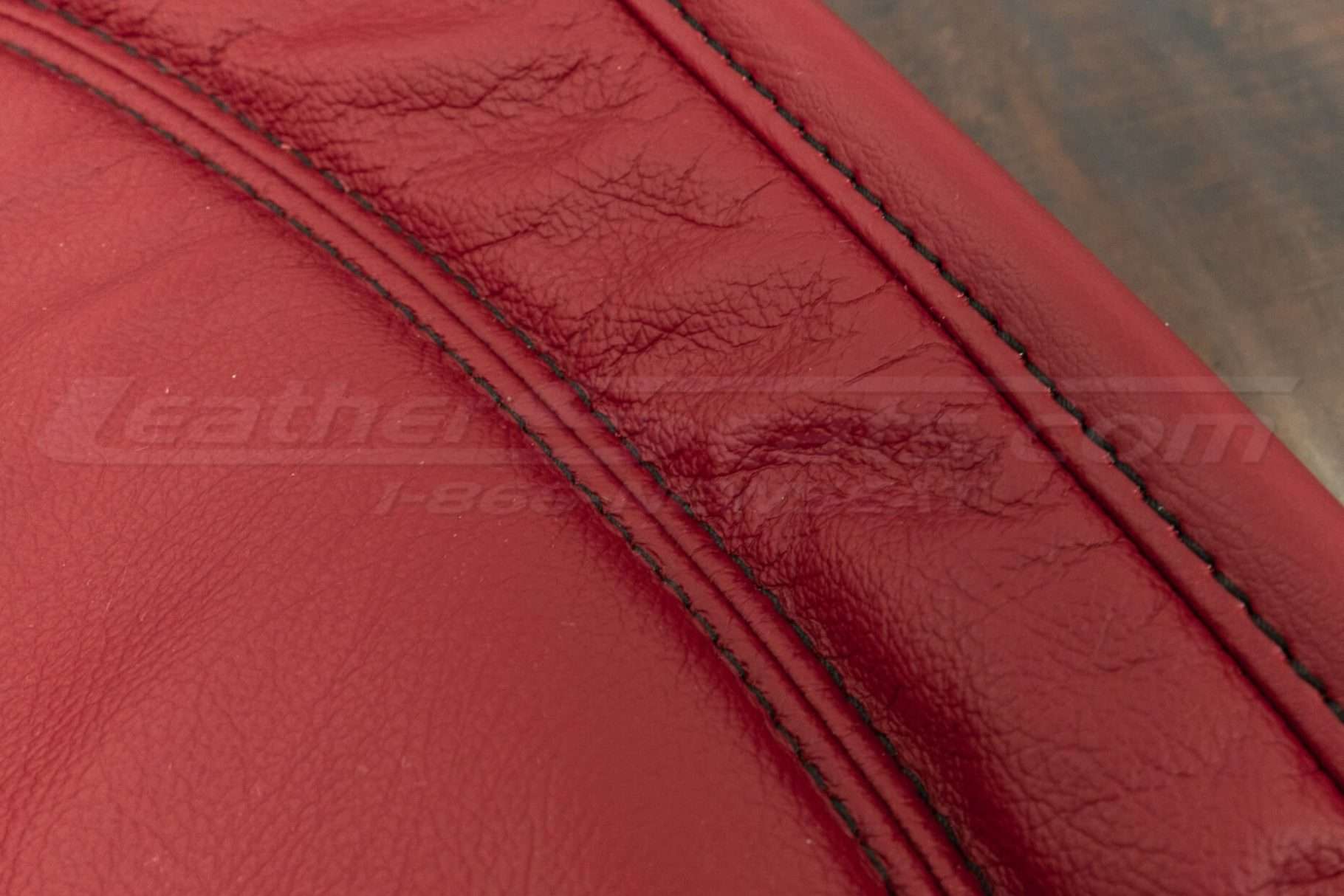 Black double-stitching close-up