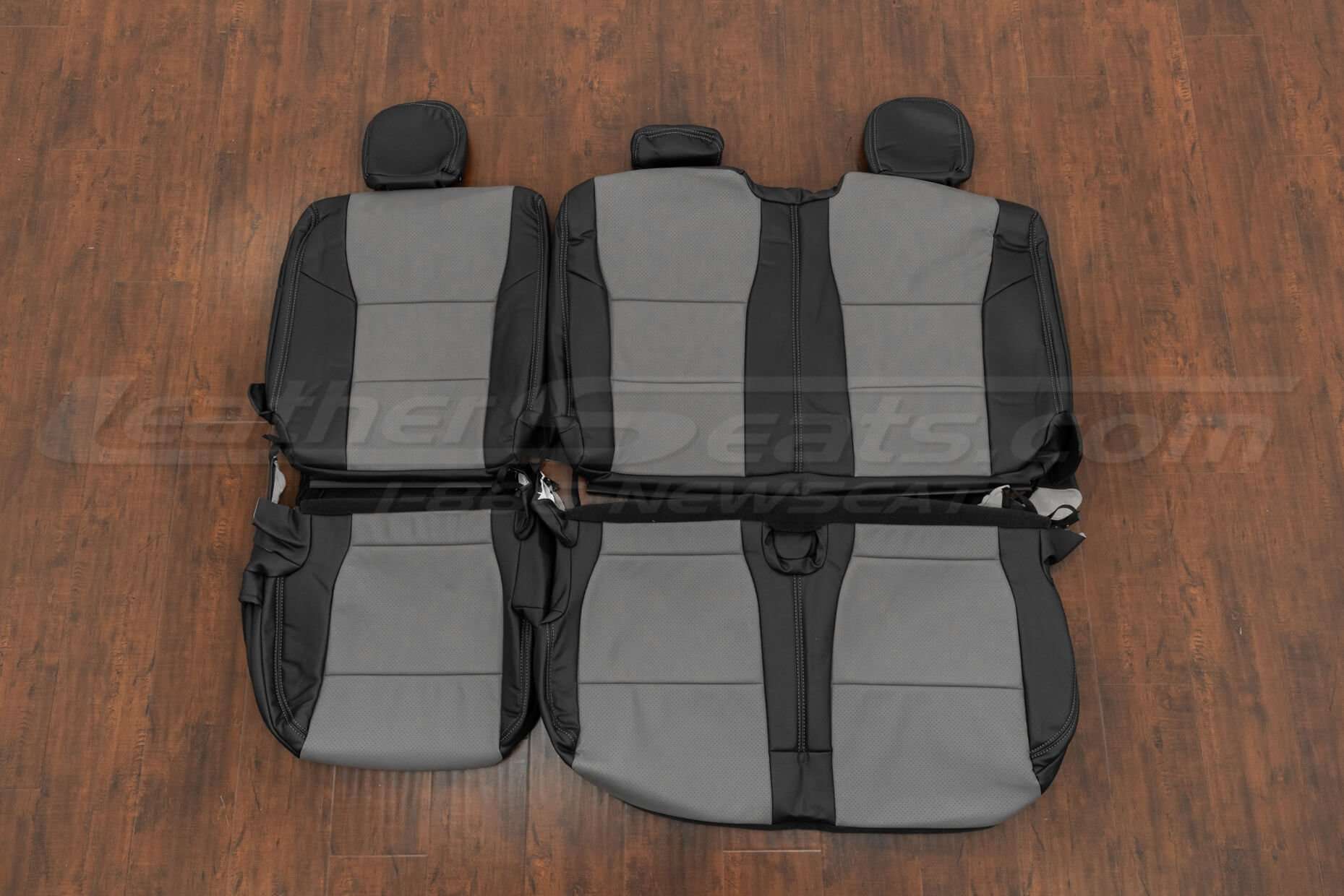 Ford F250 SuperCab Leather Kit - Black & Stone - Rear seat upholstery