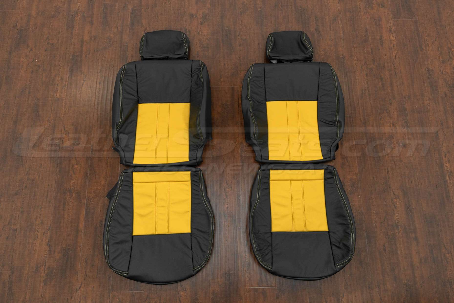 2002-2004 Nissan Xterra Leather Seats - Black & Velocity Yellow - Front Seat Upholstery