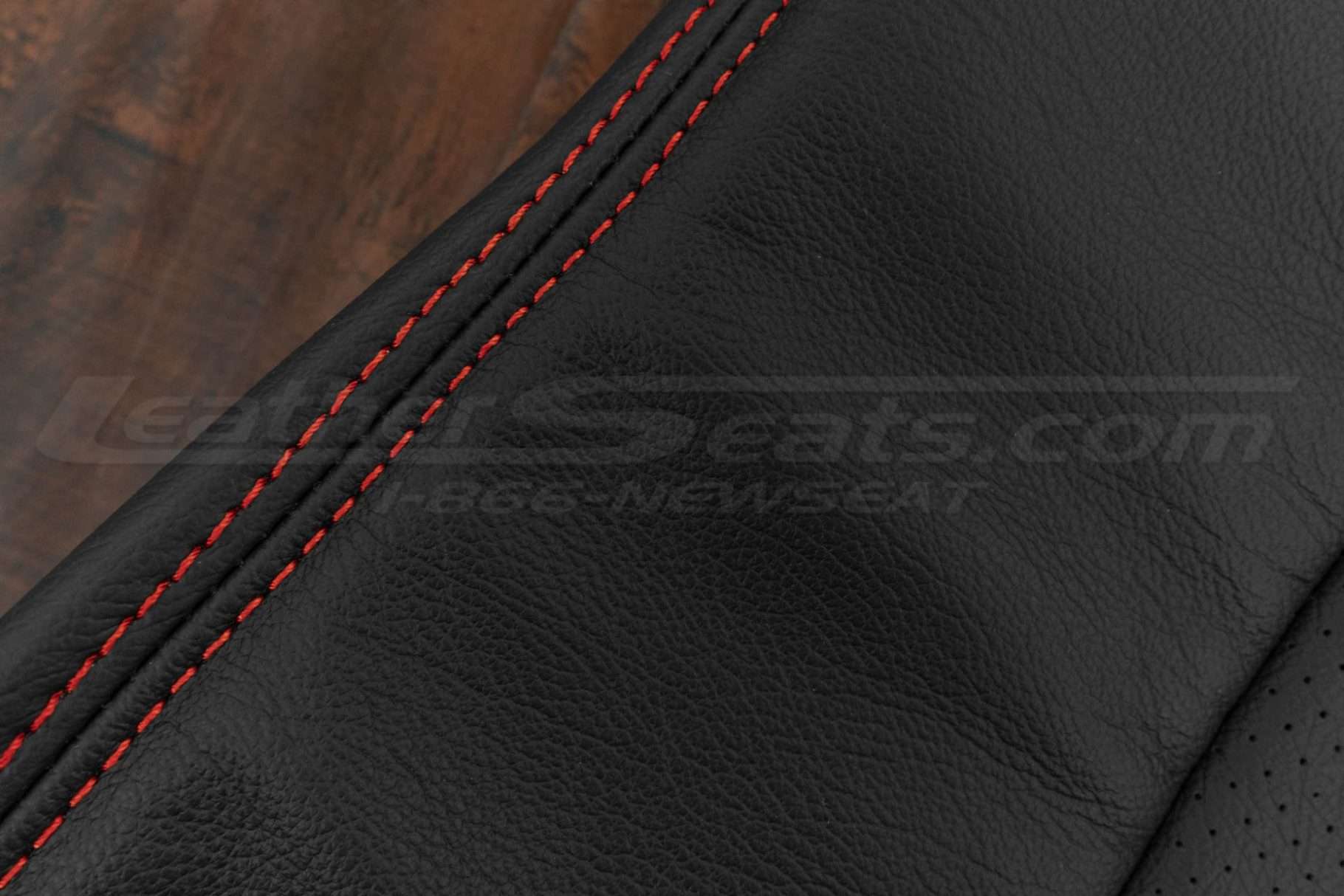 Contrasting double-stitching in Bright Red