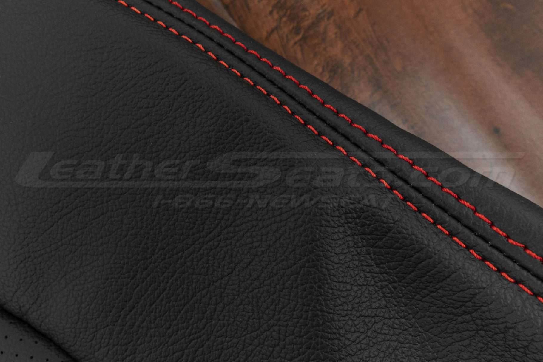 Bright Red double-stitching close-up