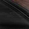 Contrasting slate stitching on black leather