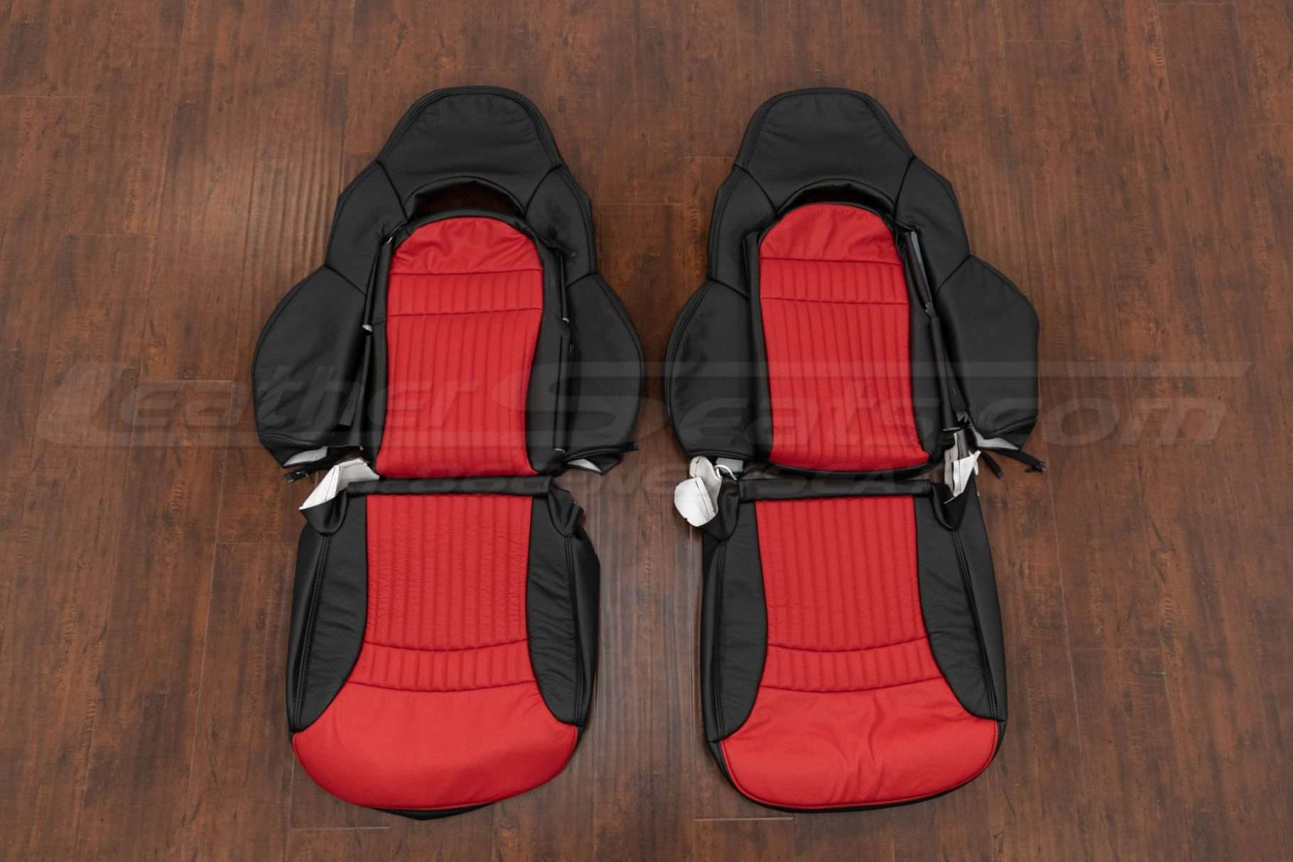 1997-2004 C5 Corvette Leather Seat Kit - Black & Bright Red - Front seat upholstery