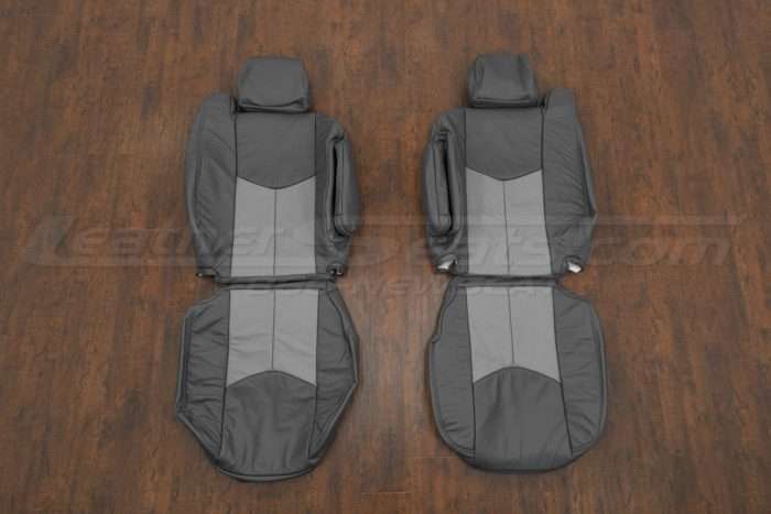 2003-2007 GMC Sierra Crew Cab Leather Seat Kit - Graphite & Smoke - Front seat upholstery w/ armrest