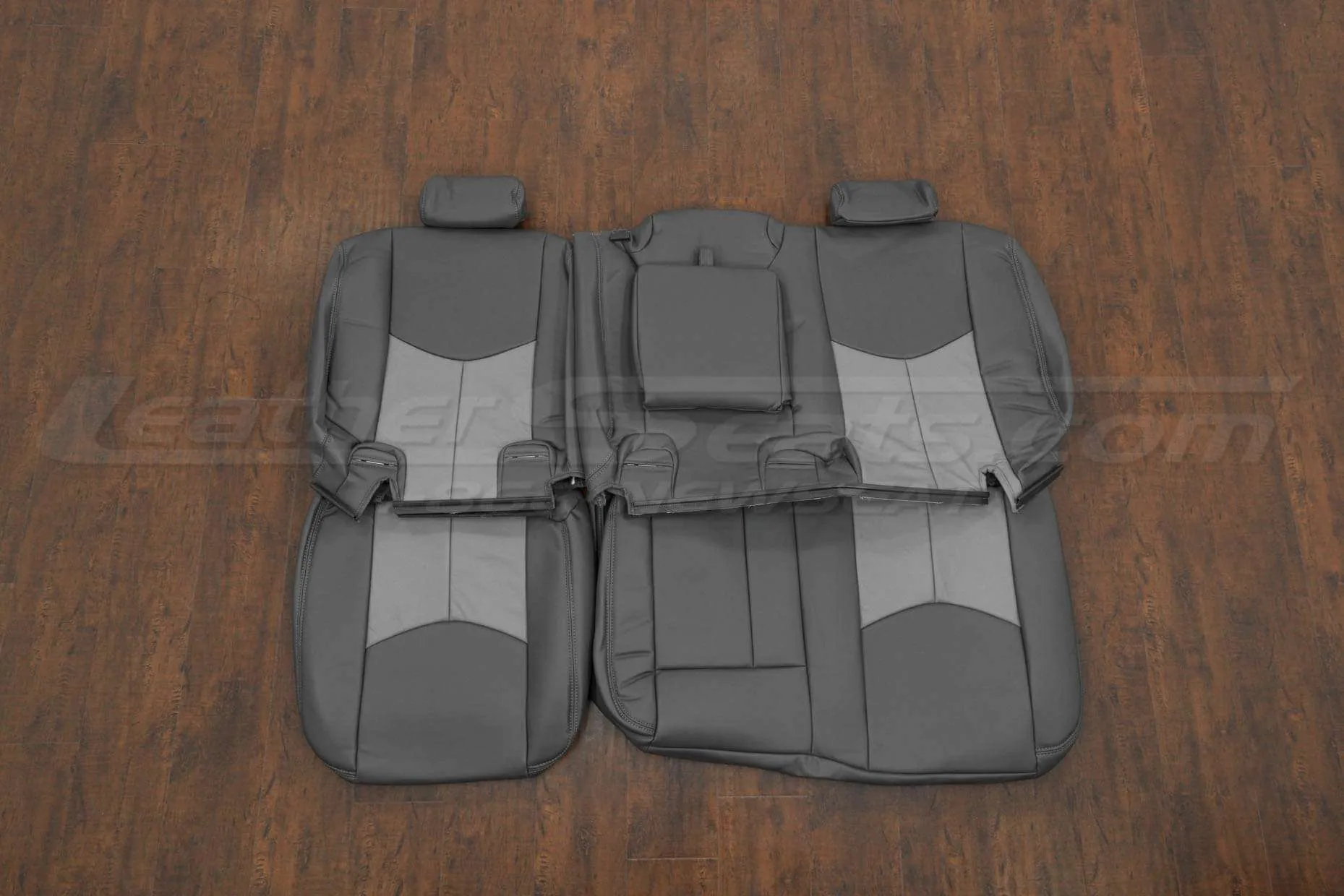 GMC Sierra Crew Cab Leather Seat Kit - Graphite & Smoke - Rear seat upholstery w/ armrest
