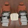 Back view of front seat upholstery with console